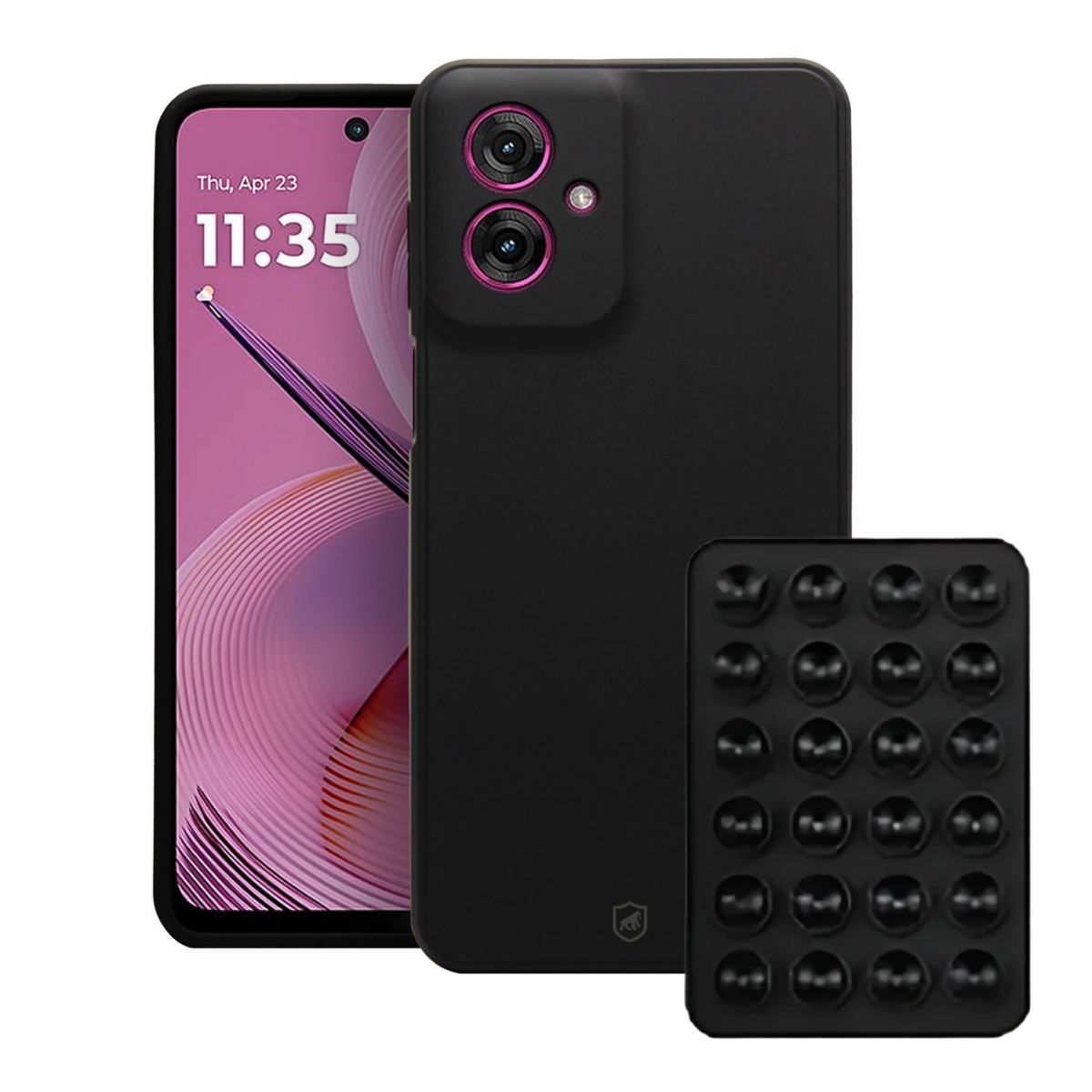 Kit Capa Silicon Veloz para  Motorola Moto G55 +  Ventosa - Preta - Gshield