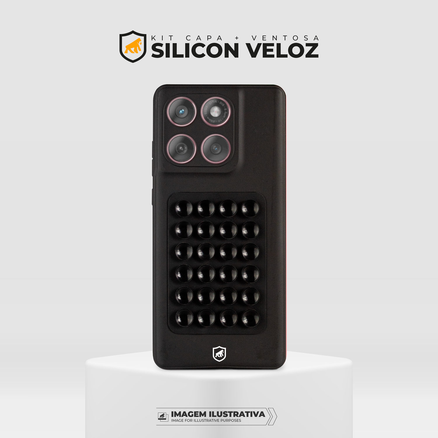 Kit Capa Silicon Veloz para  Xiaomi Redmi Note 14 Pro 5G +  Ventosa - Preta - Gshield - foto 5