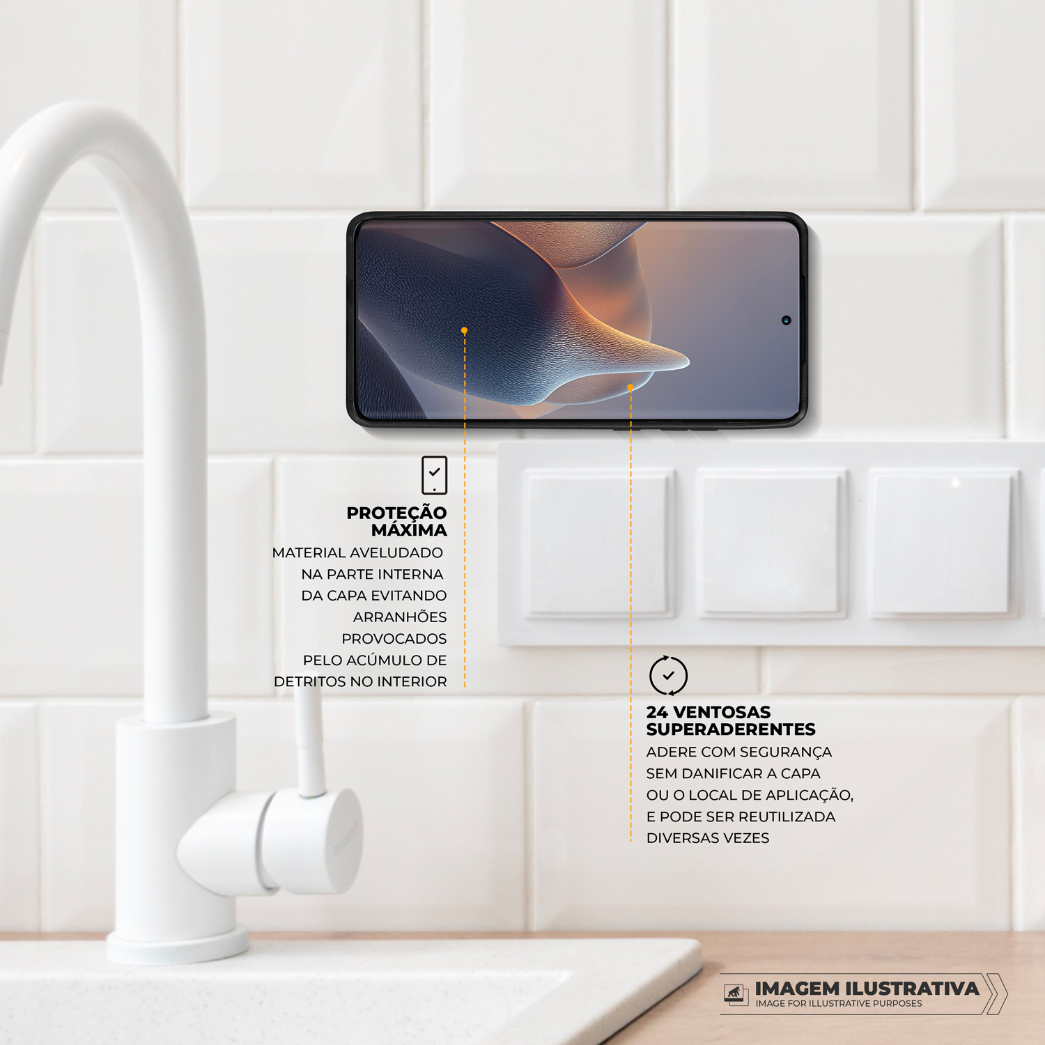 Kit Capa Silicon Veloz para  Samsung Galaxy M35 +  Ventosa - Preta - Gshield