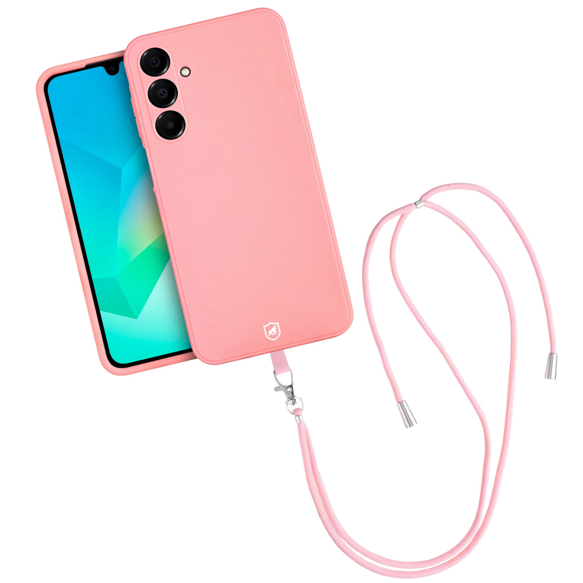 Kit Capa Silicon Veloz para  Samsung Galaxy A16 5G +  Cordão Phone Strap Flex - Rosa - Gshield