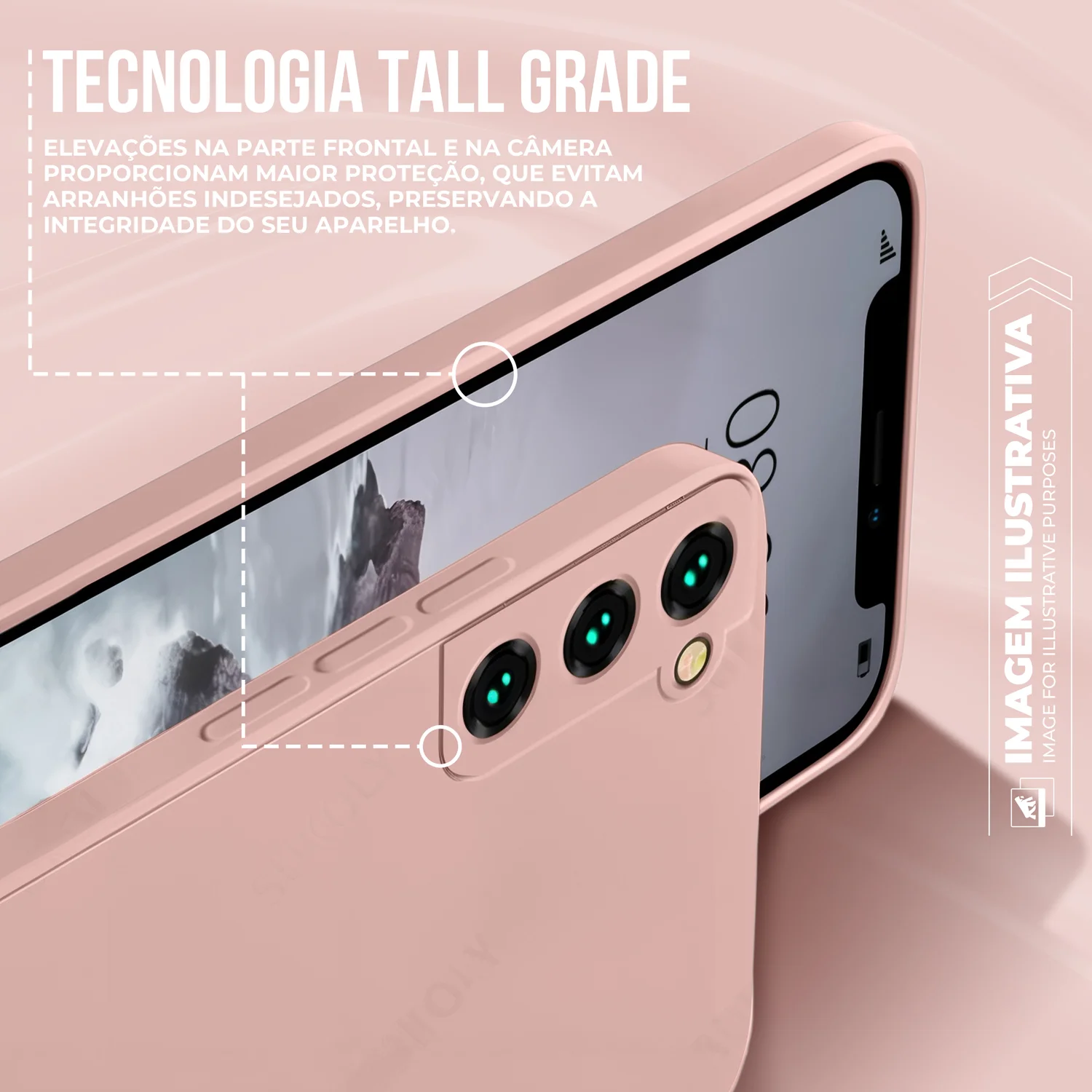 Kit Capa Silicon Veloz para  Motorola Moto Edge 50 Pro +  Cordão Phone Strap Flex - Rosa - Gshield