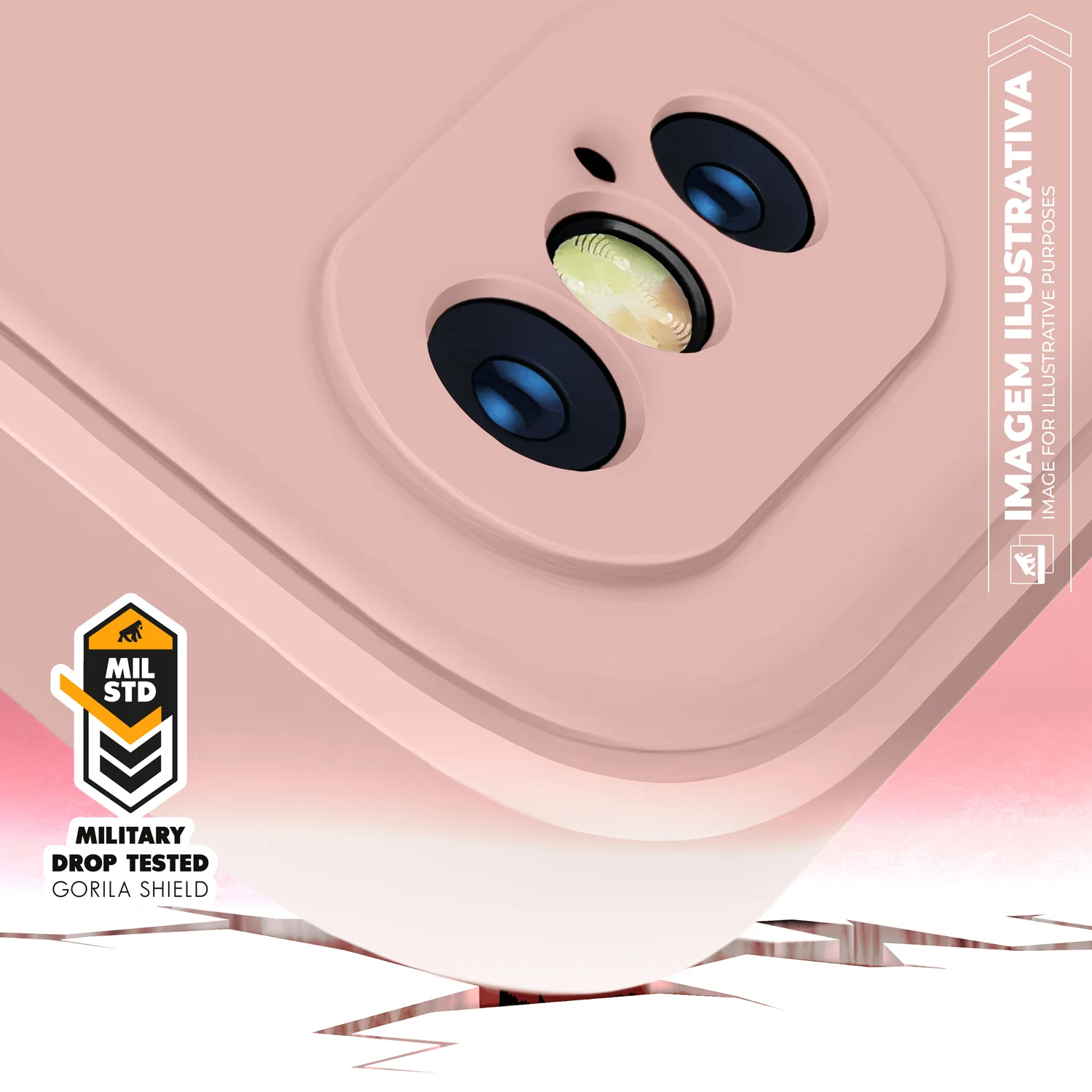 Kit Capa Silicon Veloz para  Motorola Moto Edge 50 Pro +  Cordão Phone Strap Flex - Rosa - Gshield