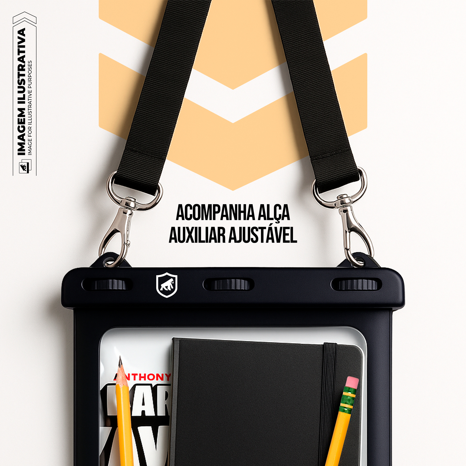 Bolsa à Prova d’Água com Alça Ajustável - Vertical - Ideal para Viagem, Praia e Piscina - Gshield - foto 4