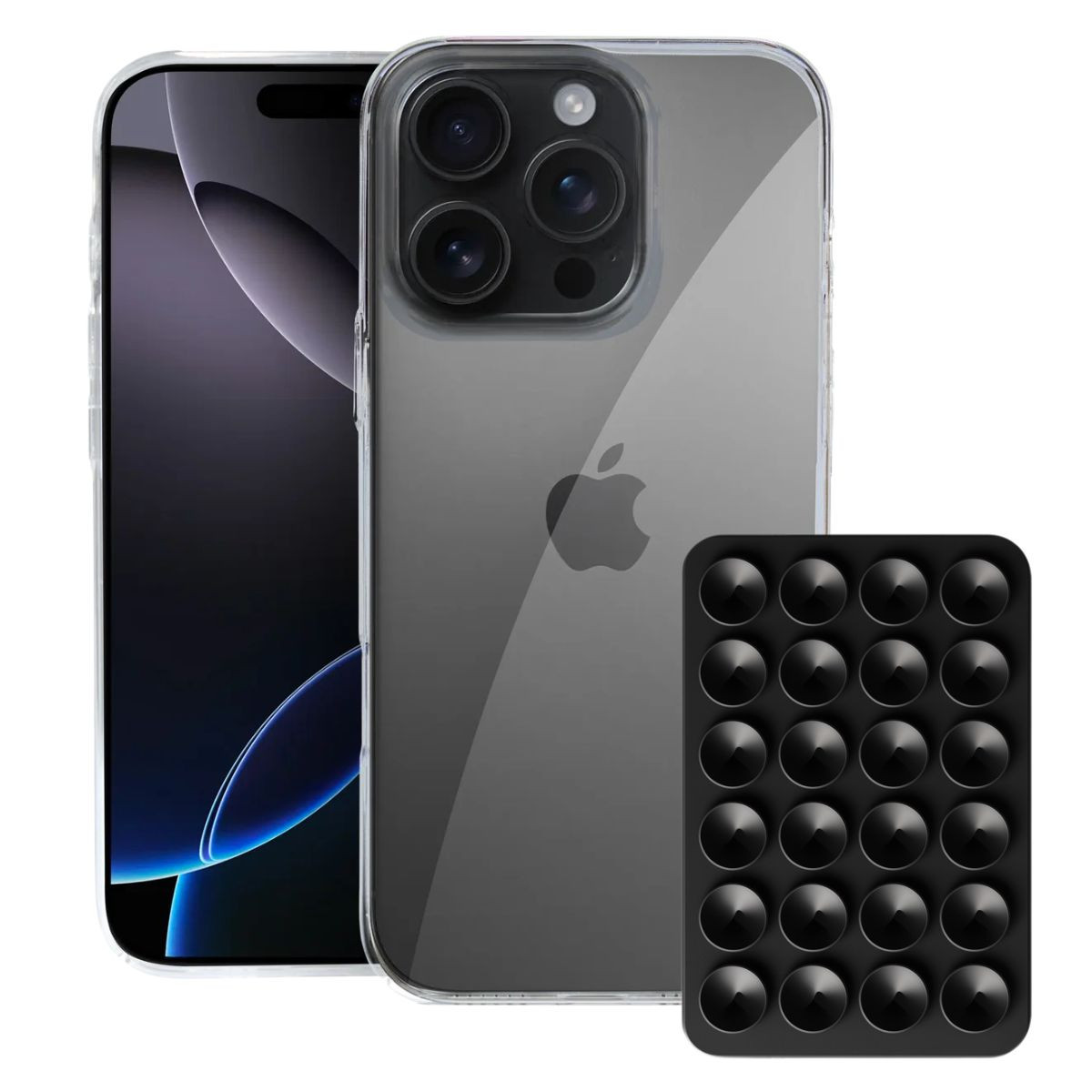 Kit Capa Crystal Slim para Iphone 16 Pro Max +  Ventosa - Preta - Gshield