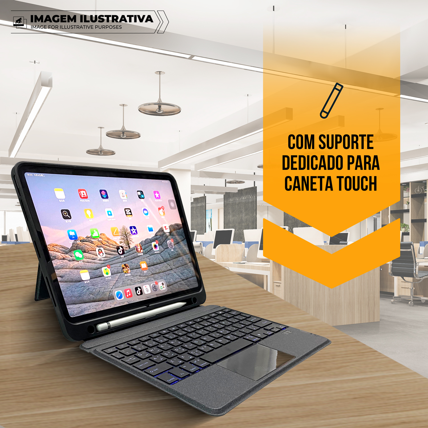 Capa para iPad de 10.9" e 11" com Teclado Bluetooth, Touchpad, ABNT2, Suporte para Caneta e Kickstand - Hybrid - Gshield