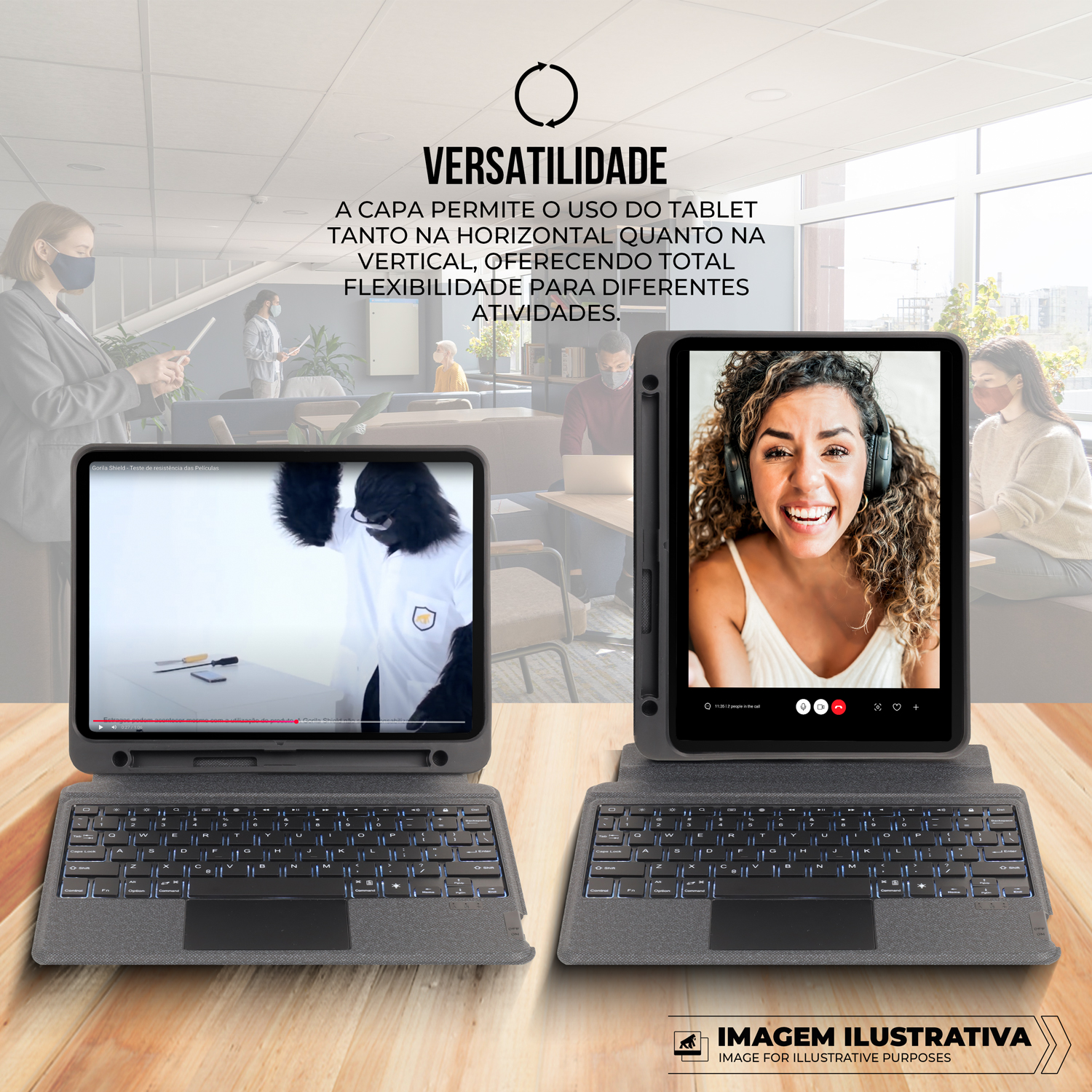 Capa para iPad de 10.9" e 11" com Teclado Bluetooth, Touchpad, ABNT2, Suporte para Caneta e Kickstand - Hybrid - Gshield