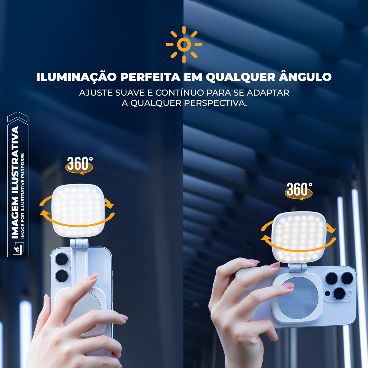 Ring Light Portátil com MagSafe - LED para Selfie, Vídeos e Chamadas, 3 Modos de Luz, Recarregável USB-C - Hybrid - Gshield