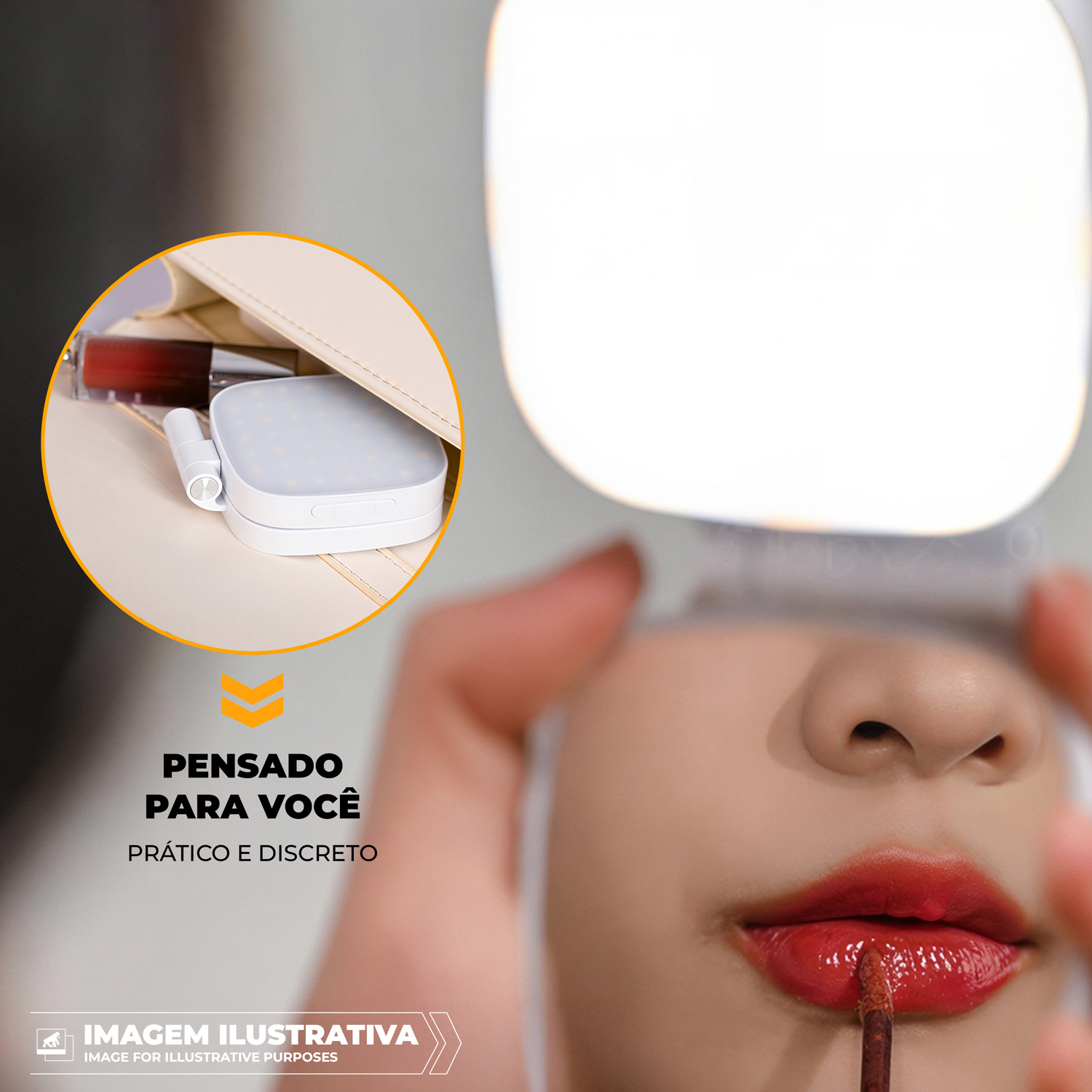 Ring Light Portátil com MagSafe - LED para Selfie, Vídeos e Chamadas, 3 Modos de Luz, Recarregável USB-C - Hybrid - Gshield