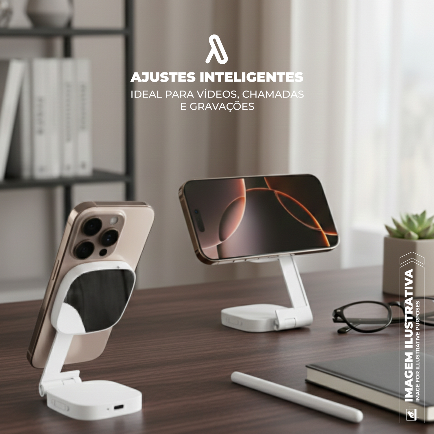 Ring Light Portátil com MagSafe - LED para Selfie, Vídeos e Chamadas, 3 Modos de Luz, Recarregável USB-C - Hybrid - Gshield