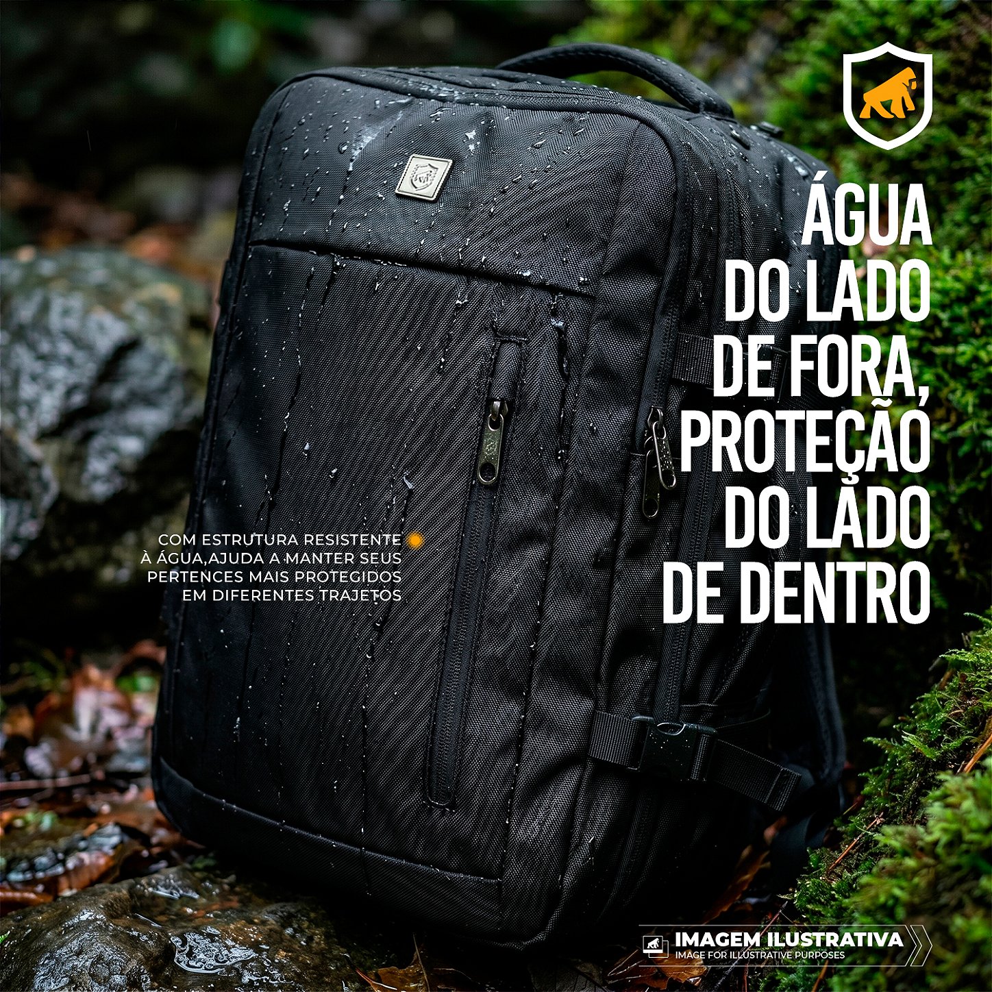 Mochila Mala de Mão Expansível para Viagem 38L com Compartimento Acolchoado para Notebook até 17'' Resistente à Água - Gshield - foto 6