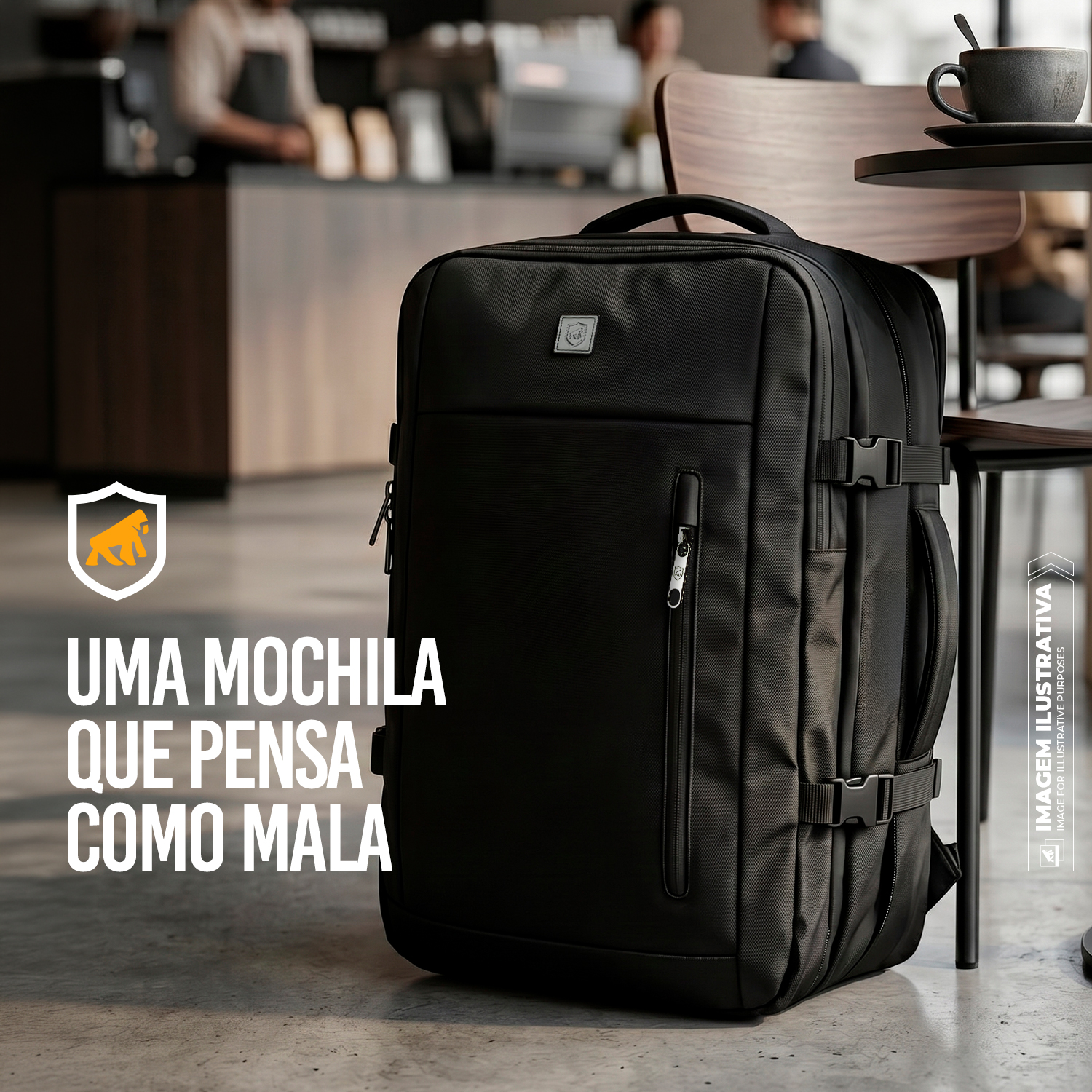 Mochila Mala de Mão para Viagem 38 Litros com Compartimento interno a Vácuo e Bomba de Sucção para Notebook até 17'' Expansível, Resistente à Água - Gshield - foto 5