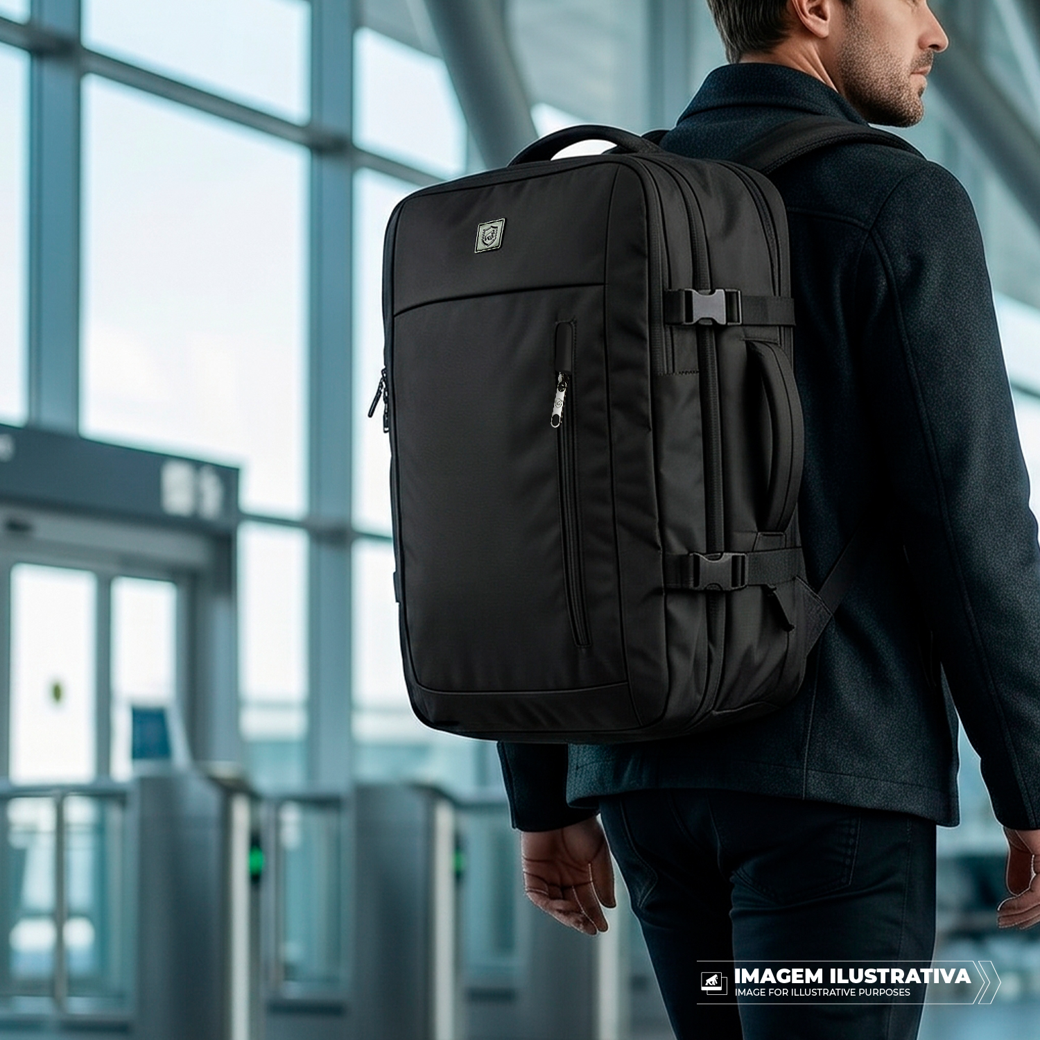 Mochila Mala de Mão para Viagem 38 Litros com Compartimento interno a Vácuo e Bomba de Sucção para Notebook até 17'' Expansível, Resistente à Água - Gshield - foto 7