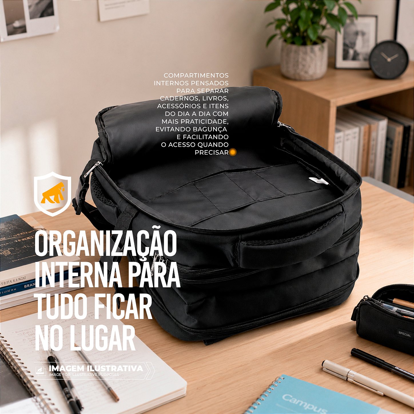 Mochila Bolsa de Viagem Impermeável 33L Expansível com Compartimento Acolchoado para Notebook até 17'' - Symetric - Gshield - foto 6