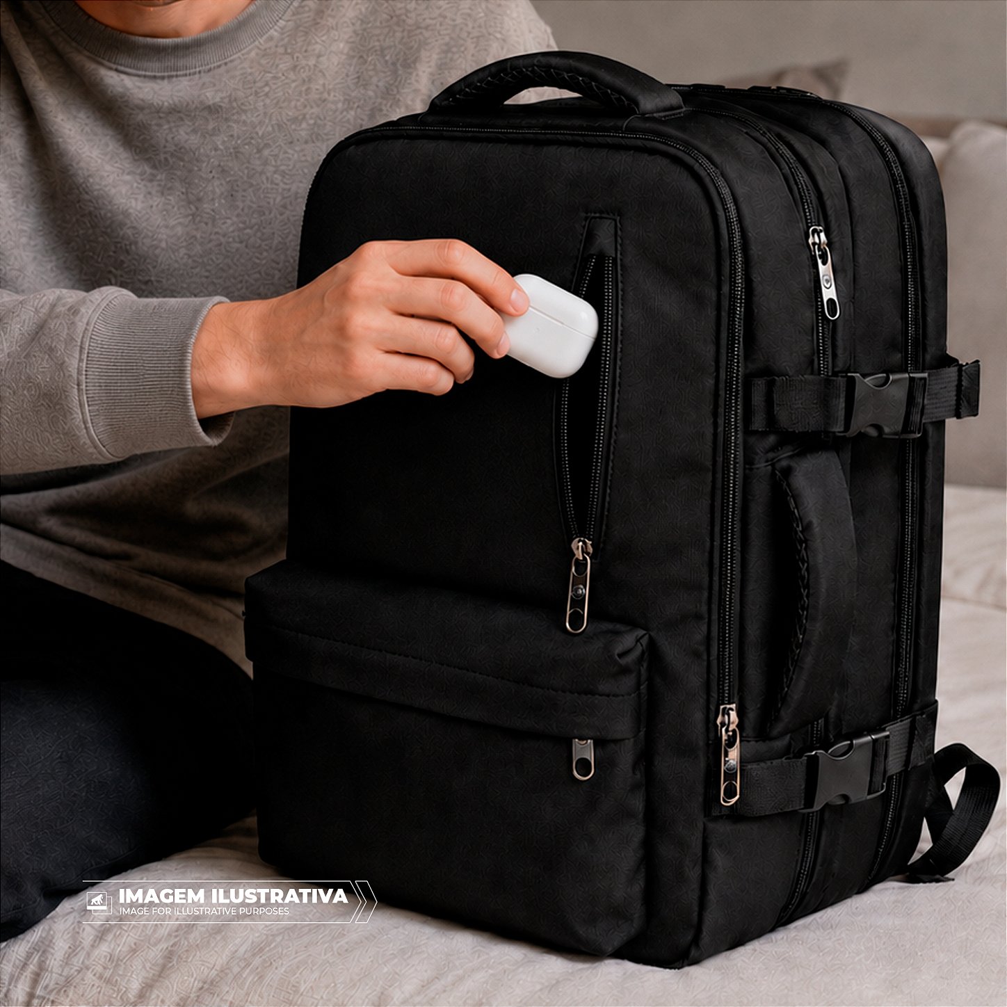 Mochila Bolsa de Viagem Impermeável 33L Expansível com Compartimento Acolchoado para Notebook até 17'' - Symetric - Gshield - foto 11