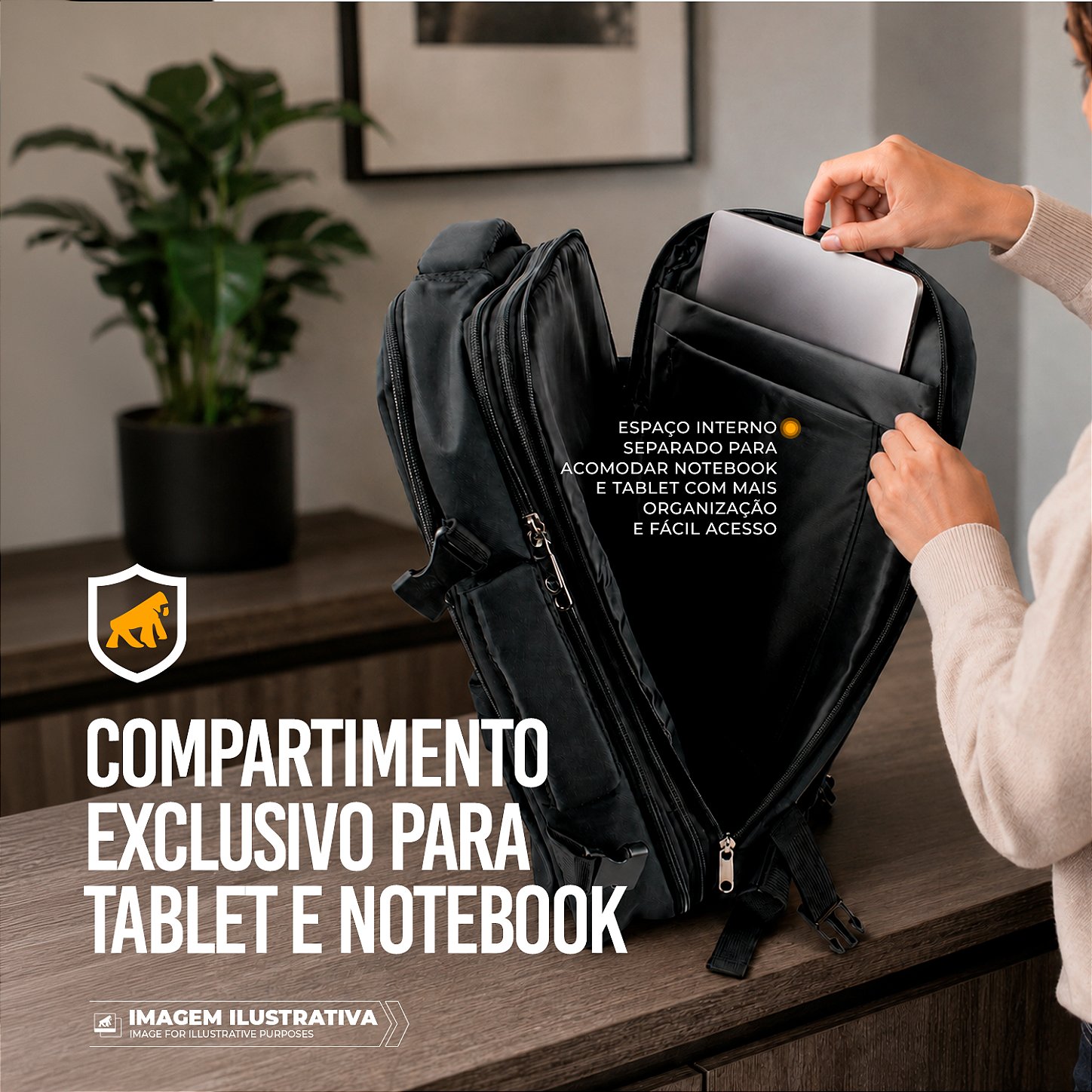 Mochila Bolsa de Viagem Impermeável 33L Expansível com Compartimento Acolchoado para Notebook até 17'' - Symetric - Gshield - foto 8