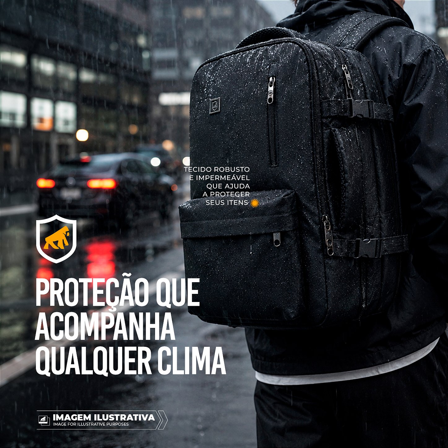 Mochila Bolsa de Viagem Impermeável 33L Expansível com Compartimento Acolchoado para Notebook até 17'' - Symetric - Gshield - foto 3