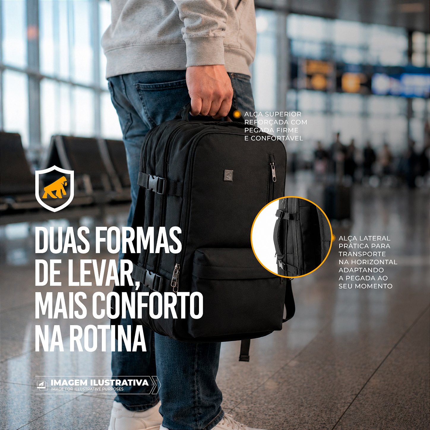 Mochila Bolsa de Viagem Impermeável 33L Expansível com Compartimento Acolchoado para Notebook até 17'' - Symetric - Gshield - foto 5