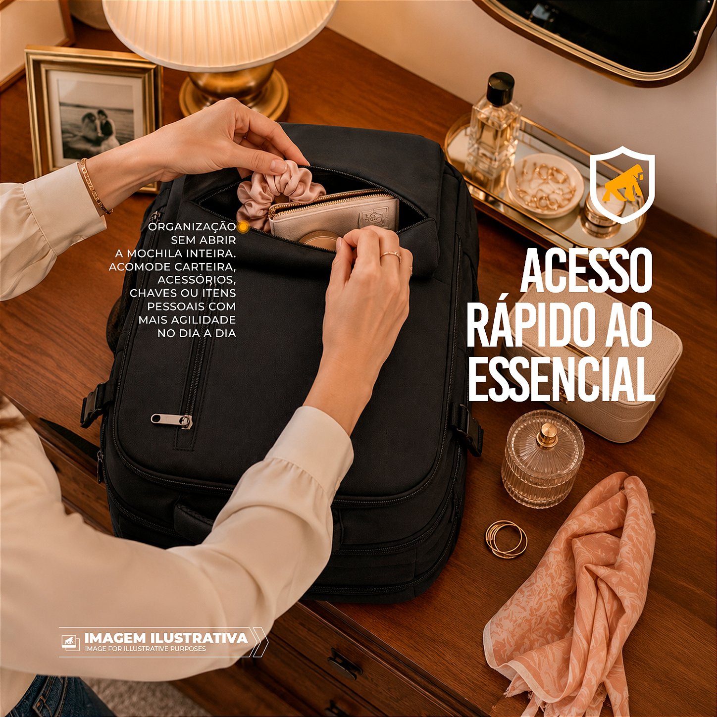 Mochila Bolsa de Viagem Impermeável 33L Expansível com Compartimento Acolchoado para Notebook até 17'' - Symetric - Gshield - foto 4