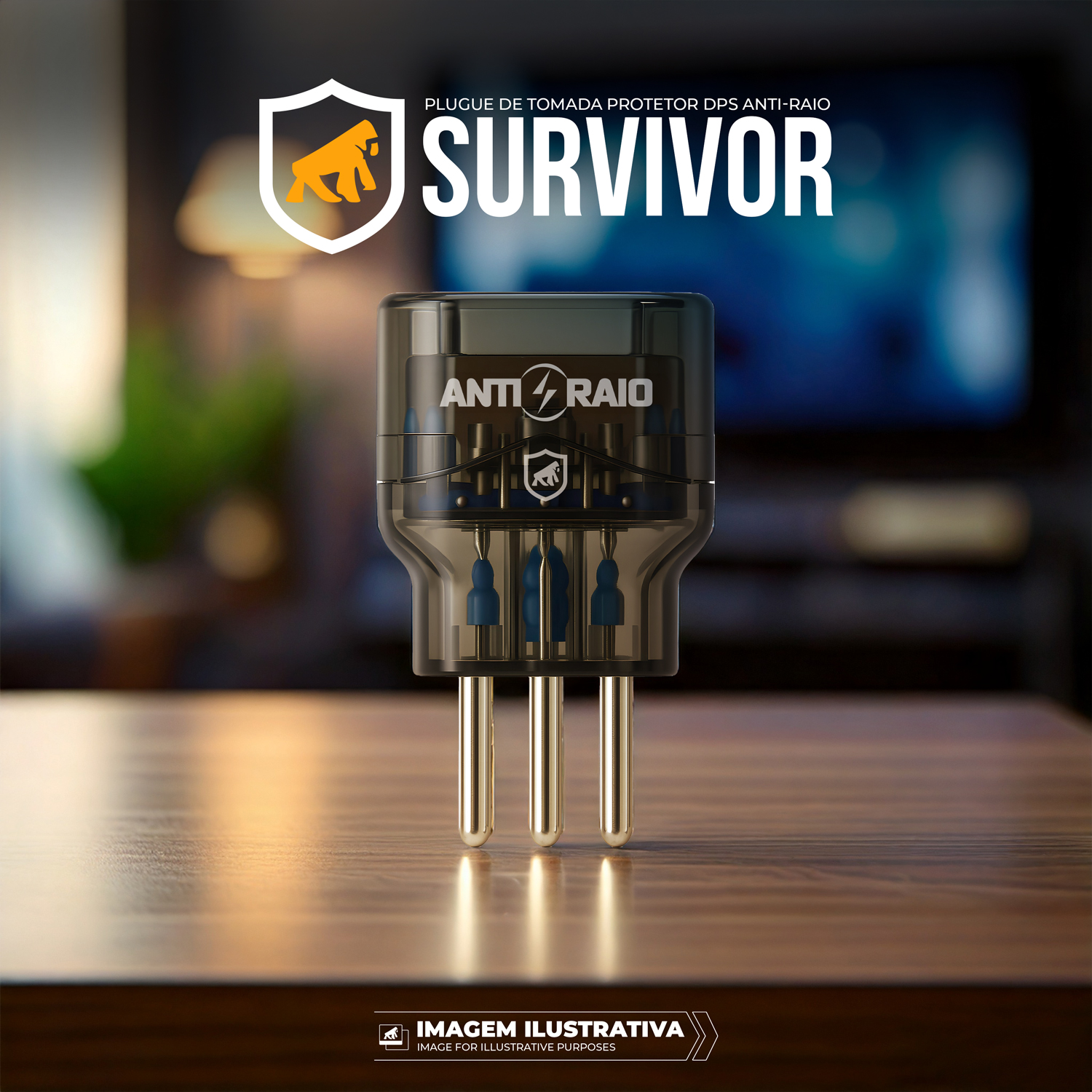 Plugue de Tomada Protetor DPS Anti-Raio e Surtos Elétricos - Survivor - Gshield