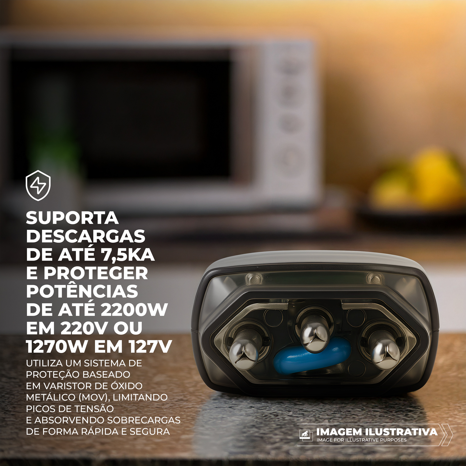 Plugue de Tomada Protetor DPS Anti-Raio e Surtos Elétricos - Survivor - Gshield