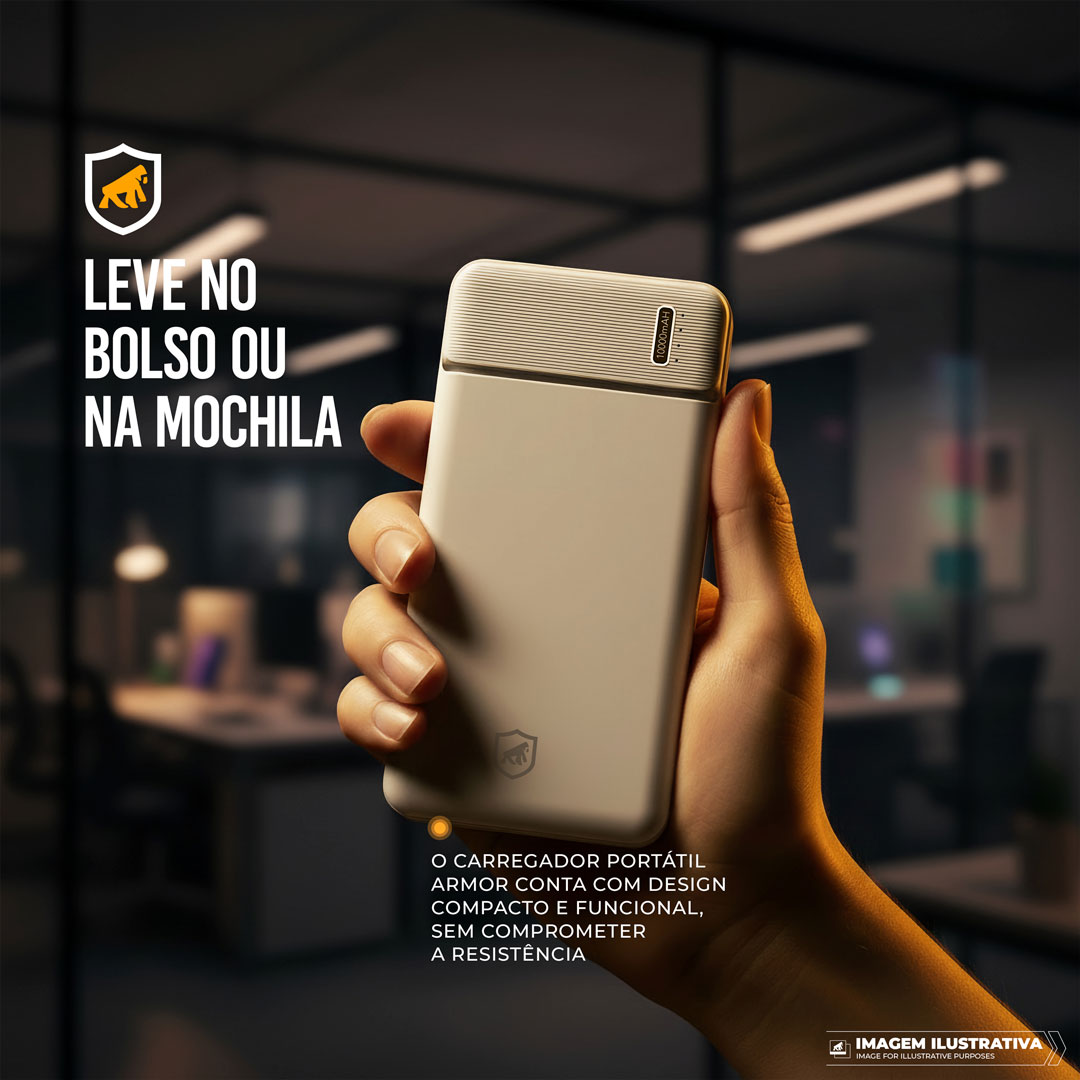 Carregador Portátil Armor - 10.000mAh - Branco - Gshield - foto 3