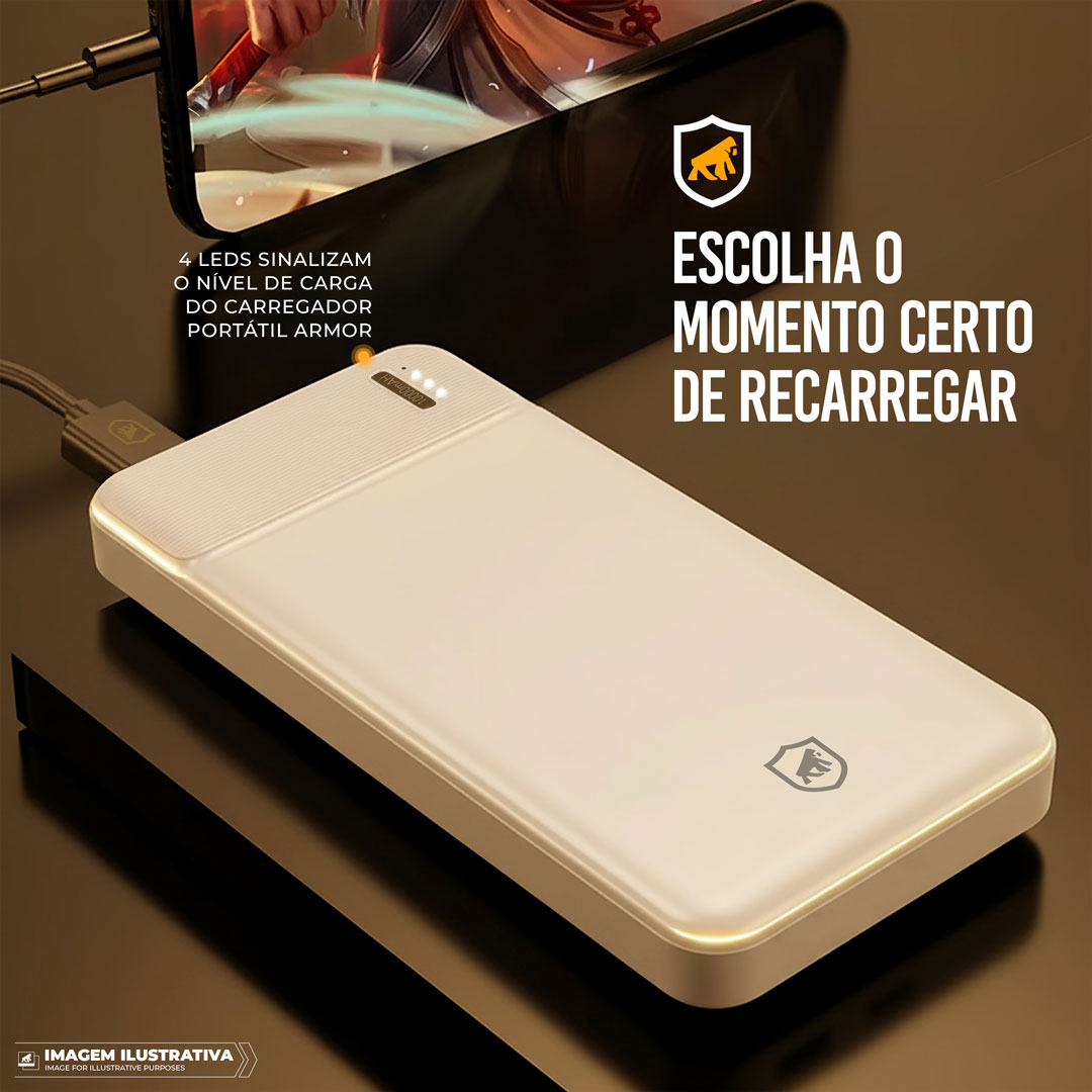 Carregador Portátil Armor - 10.000mAh - Branco - Gshield - foto 4
