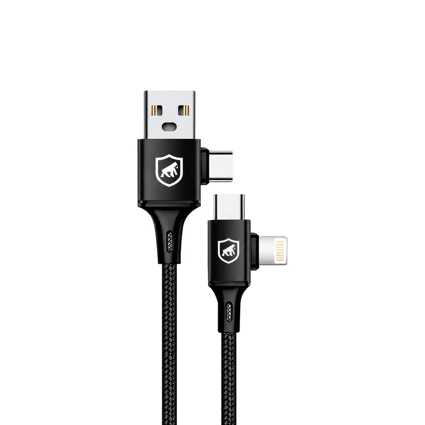 Cabo 4 em 1 - Carregamento Rápido 65W - USB-A, USB-C/Tipo-C e Lightning, Preto - 1M - Discovery - Gshield