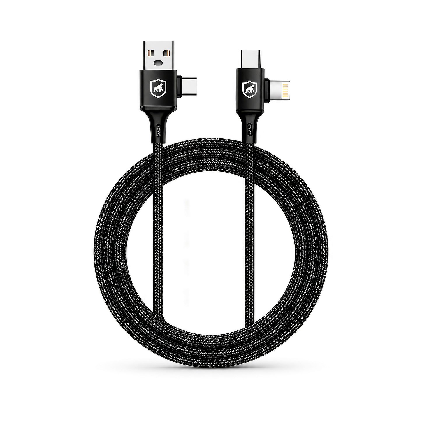 Cabo 4 em 1 - Carregamento Rápido 65W - USB-A, USB-C/Tipo-C e Lightning, Preto - 1M - Discovery - Gshield - foto 2