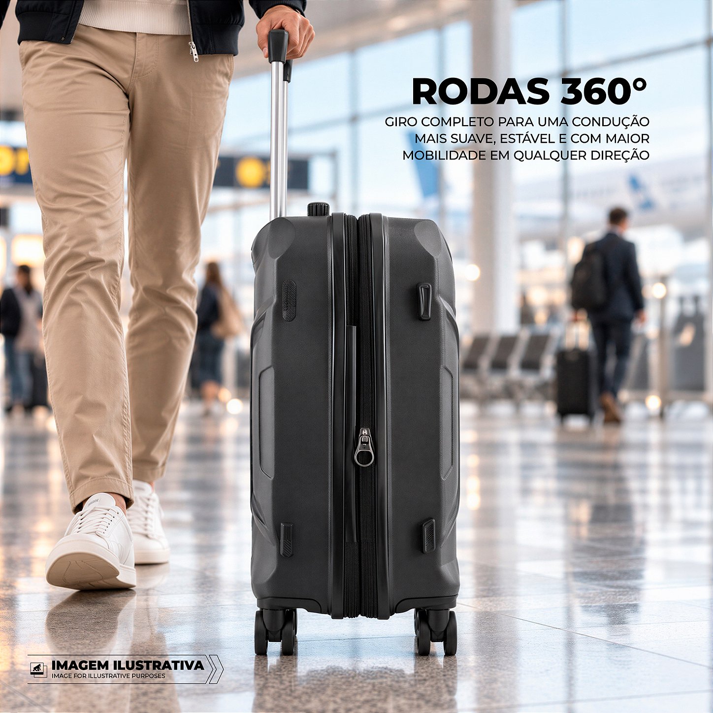 Mala de Viagem Média 24" Expansível 84L com Sistema de Sucção a Vácuo Integrado, Mini Bomba Automática, Alça Ajustável e Cadeado Padrão TSA - Survivor - Gshield - foto 7