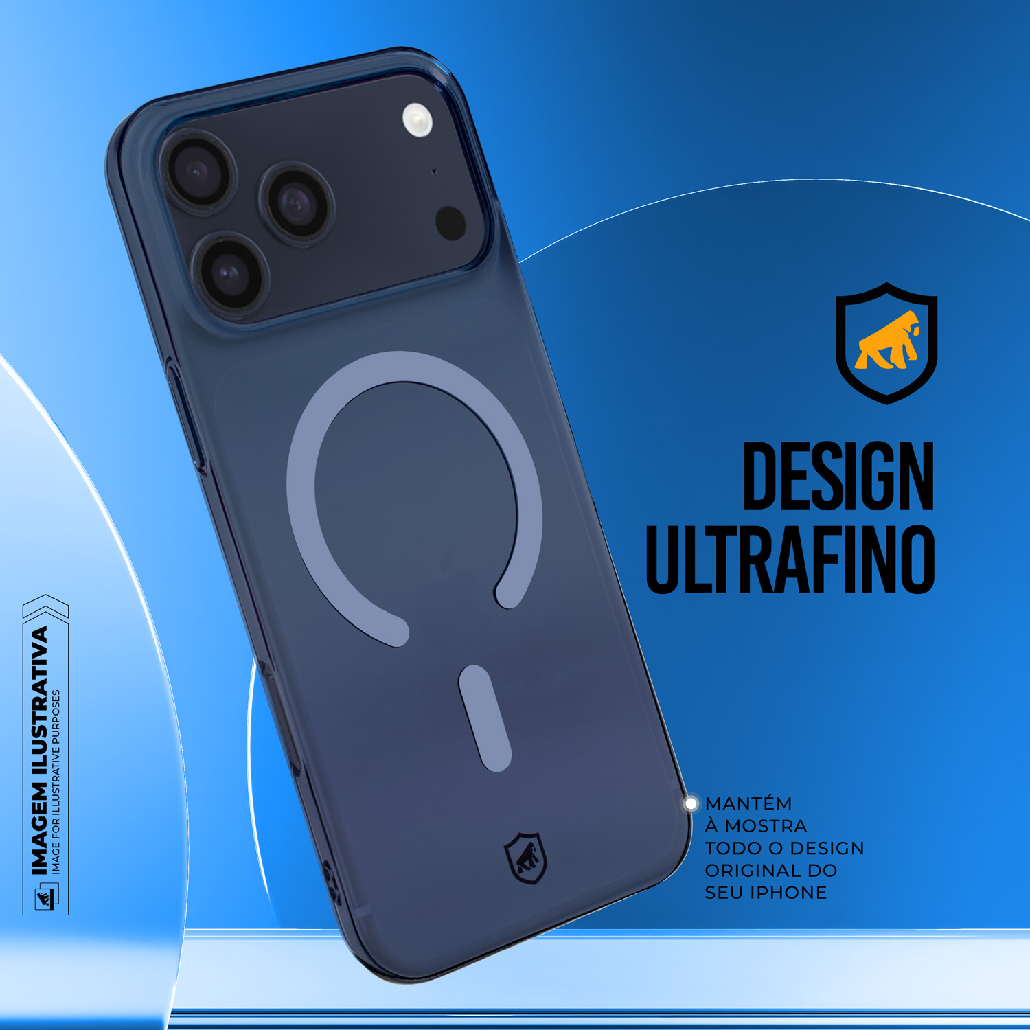 Capa para iPhone 17 Pro Max - Crystal Slim Magsafe - NÃO AMARELA - Azul - Gshield