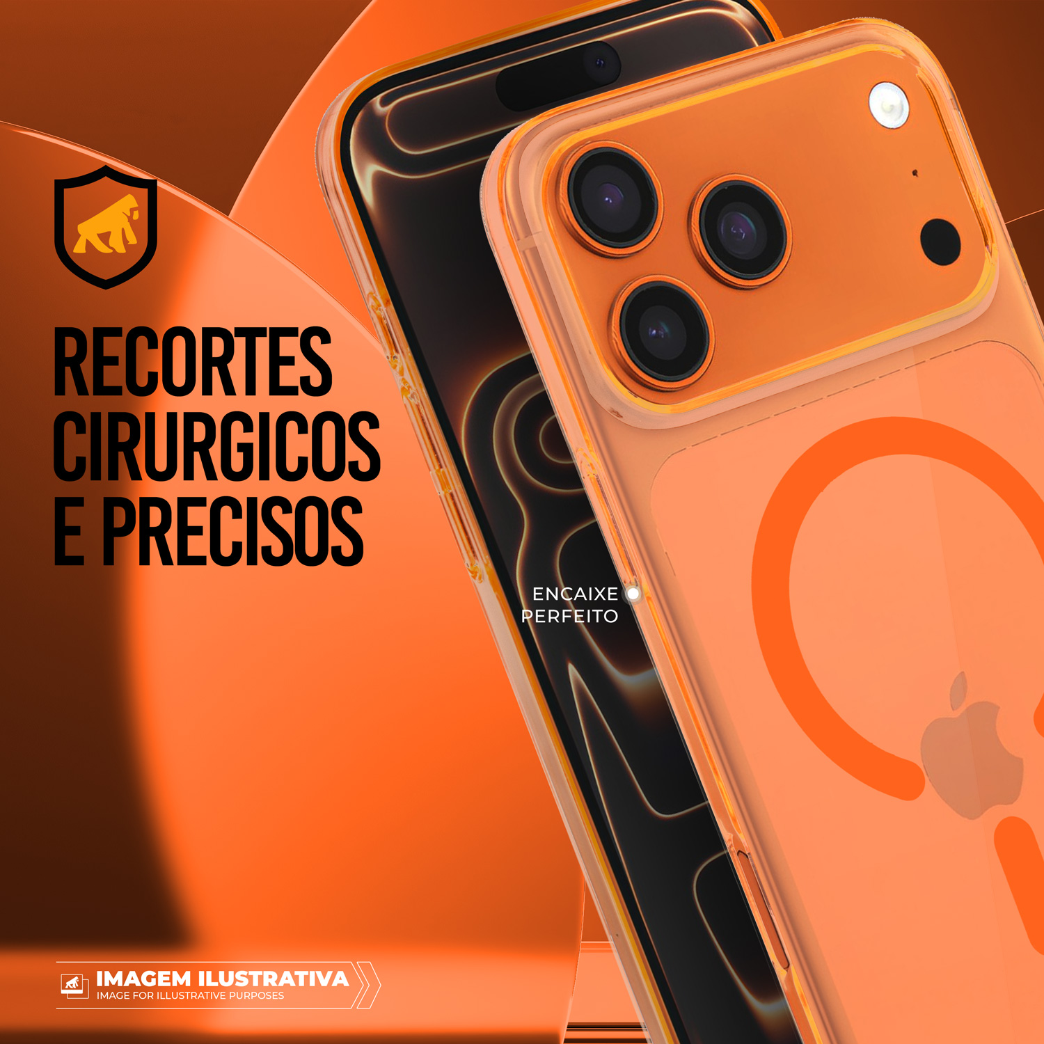 Capa para iPhone 17 Pro Max - Crystal Slim Magsafe - NÃO AMARELA - Laranja - Gshield