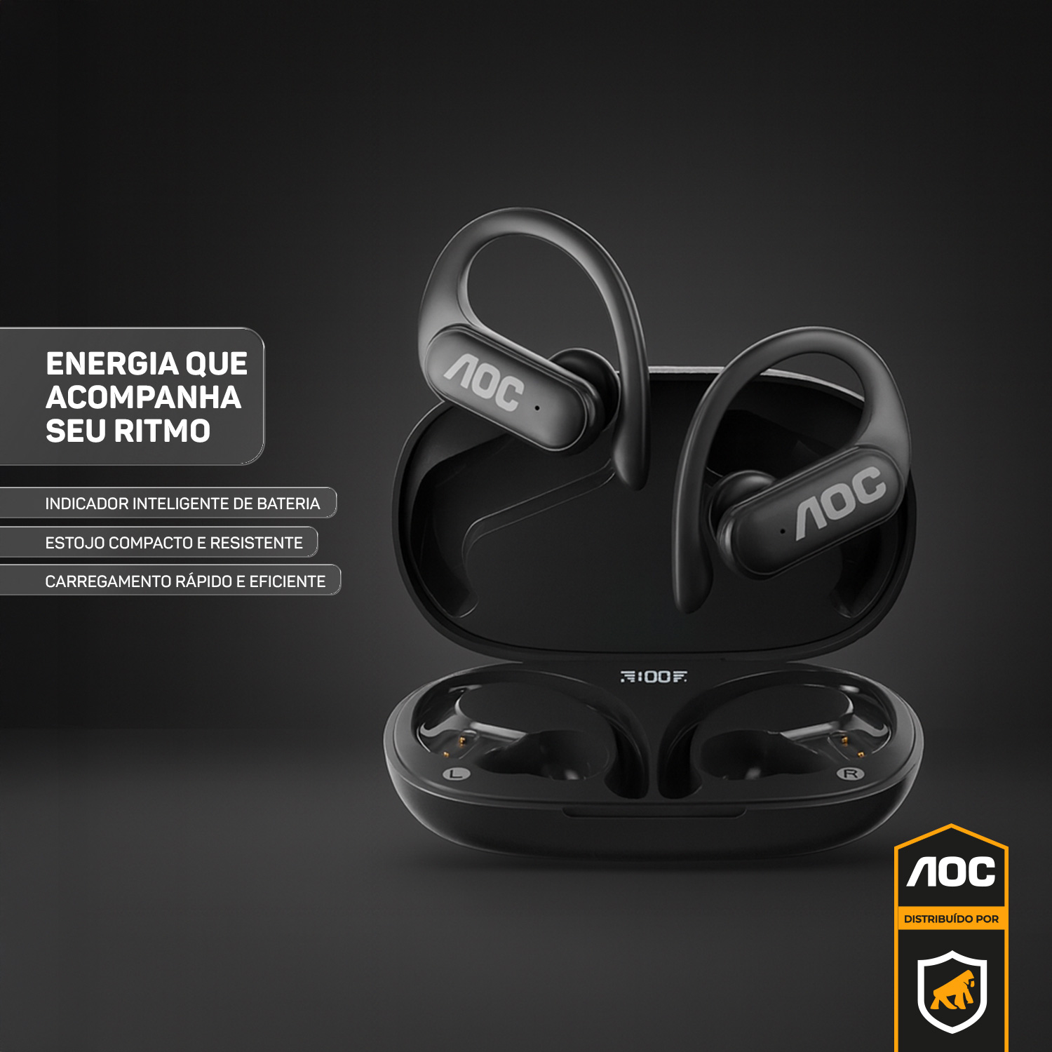 Fone de ouvido Earbuds Clip V5.4 - Preto - AOC - foto 2