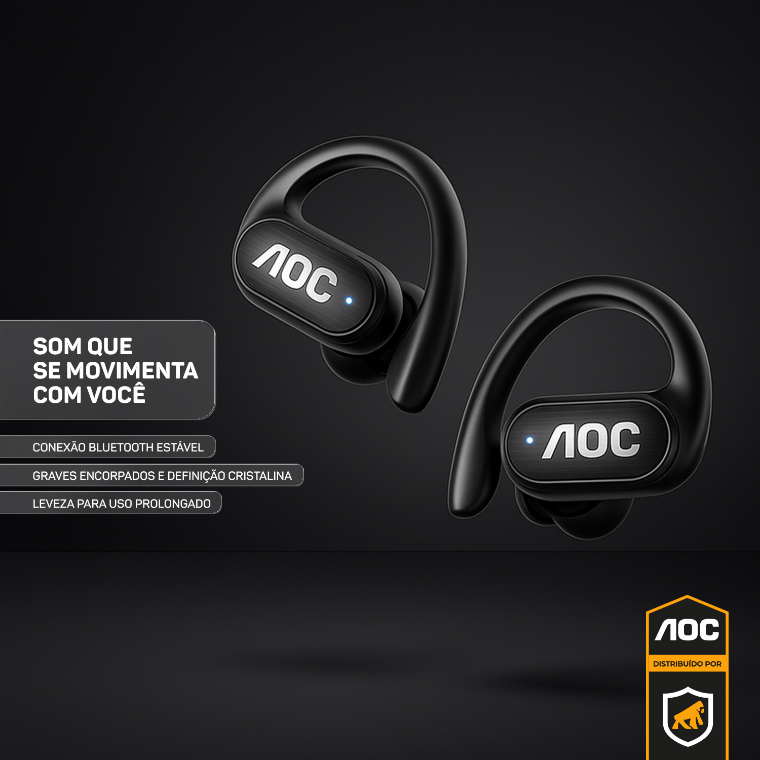 Fone de ouvido Earbuds Clip V5.4 - Preto - AOC - foto 7