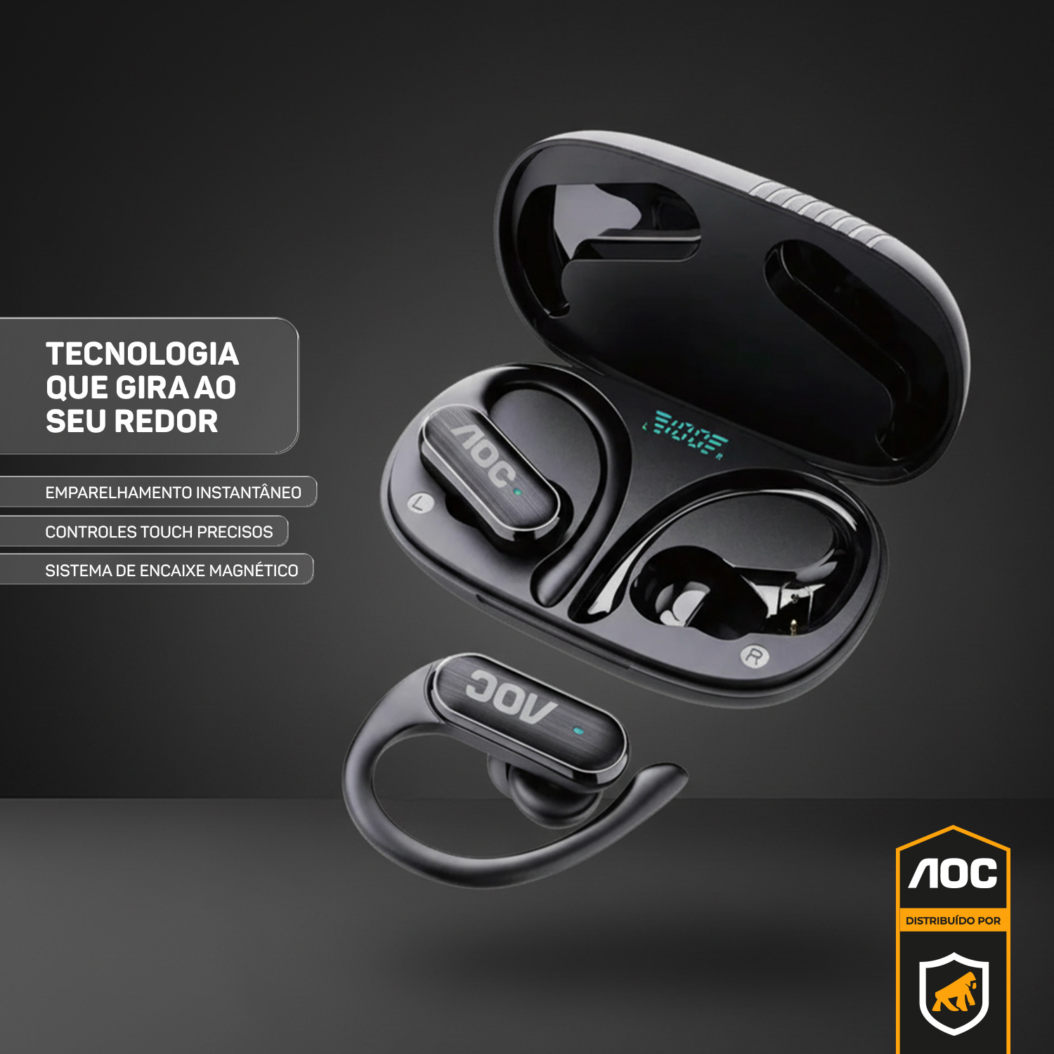 Fone de ouvido Earbuds Clip V5.4 - Preto - AOC - foto 5