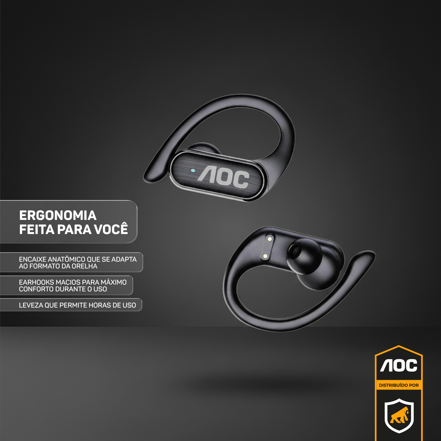 Fone de ouvido Earbuds Clip V5.4 - Preto - AOC - foto 4