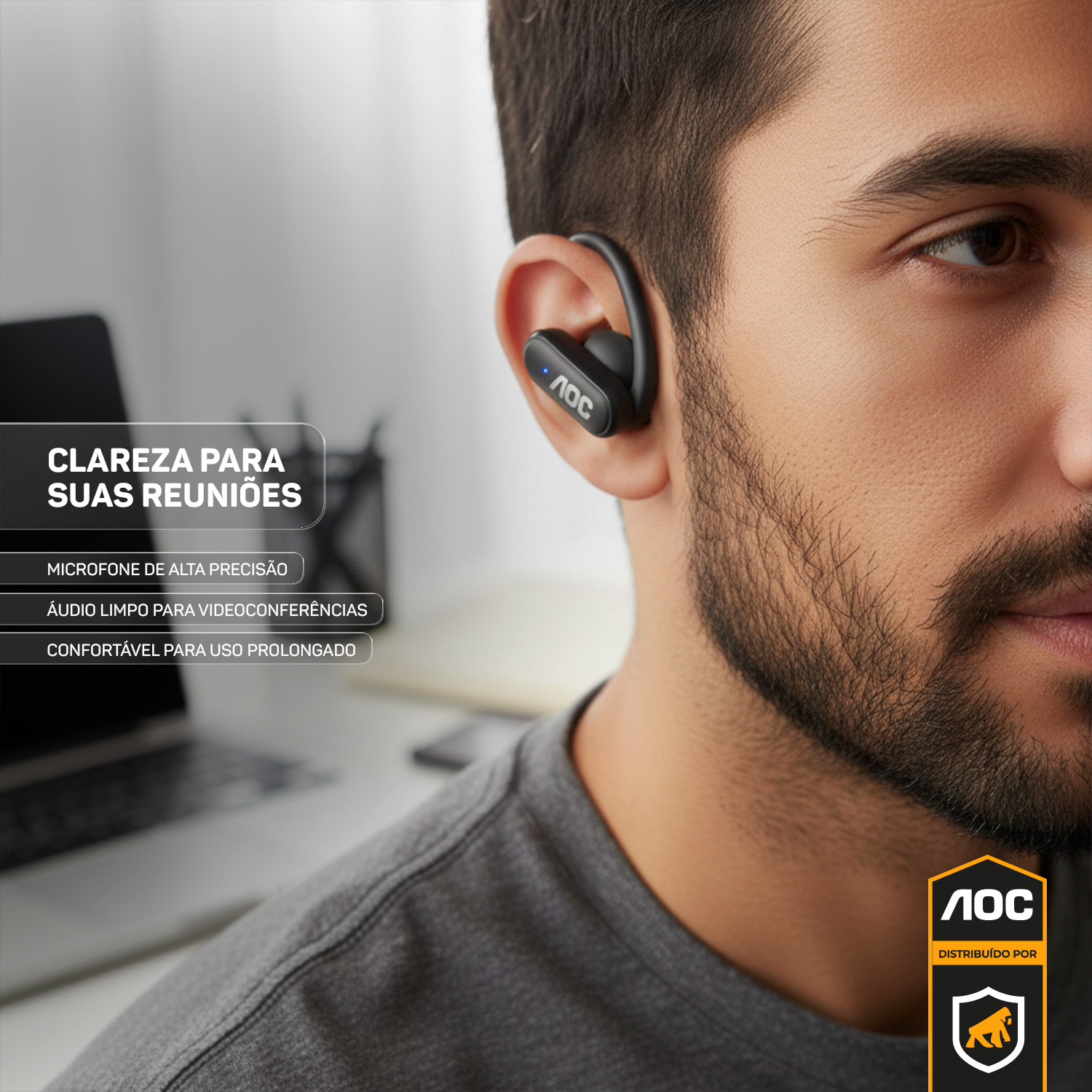 Fone de ouvido Earbuds Clip V5.4 - Preto - AOC - foto 9