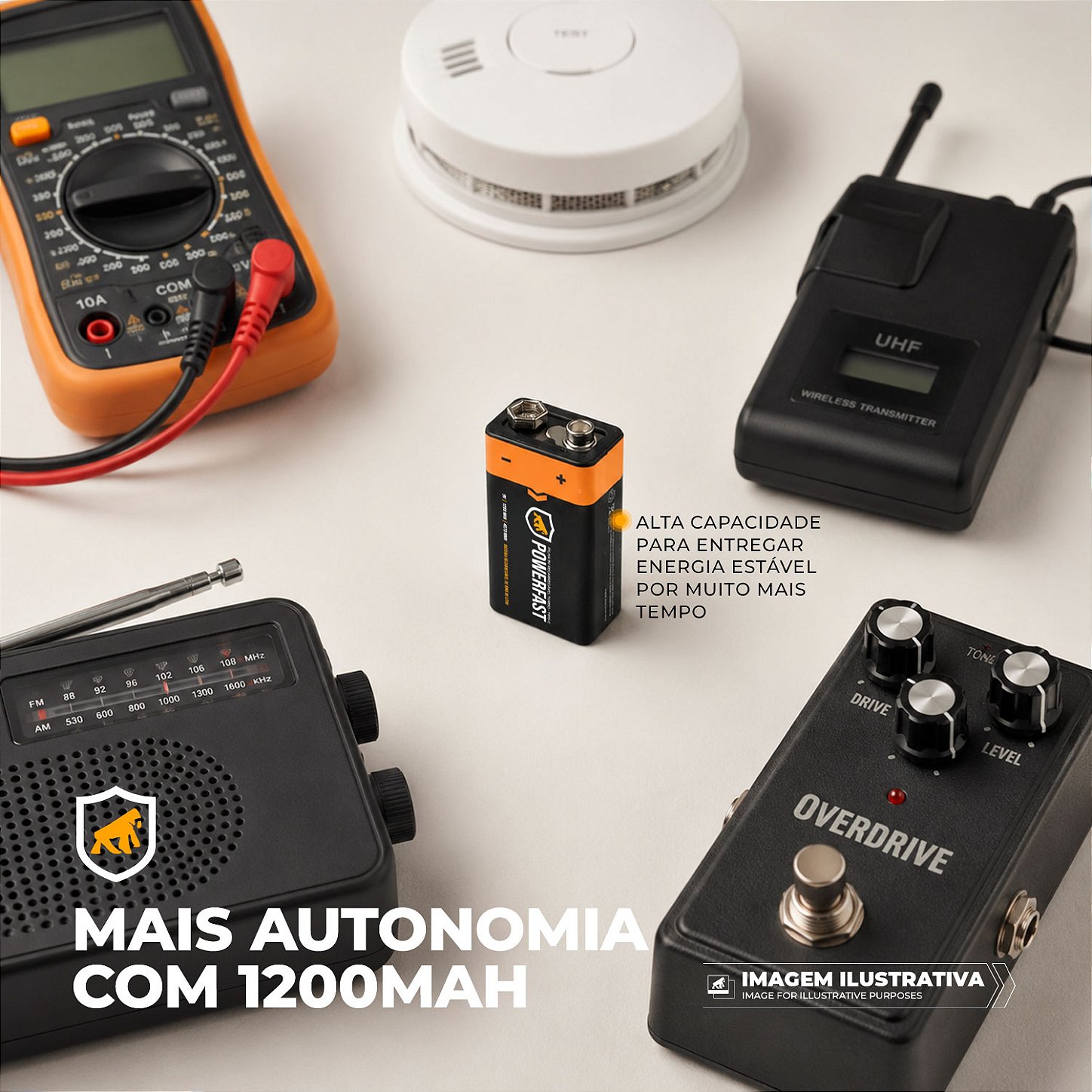 Bateria de Lítio 9V, Pilha Recarregável Tipo-C, 4070mWh com Capacidade de 1200mAh e 1000 ciclos - Cartela com 1 Pilha - Gshield - foto 4