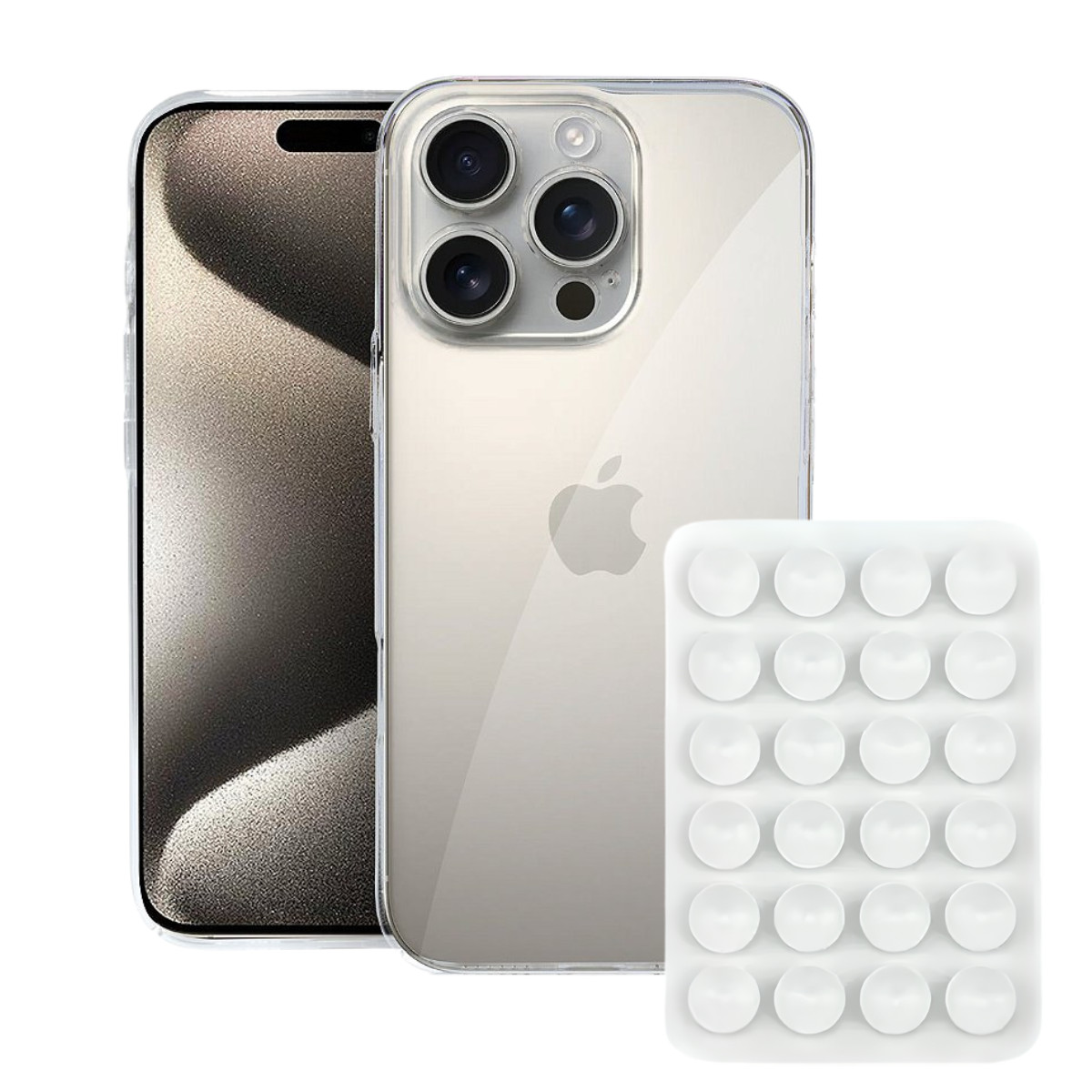 Kit Capa Crystal Slim para iPhone 15 Pro +  Ventosa - Branca - Gshield
