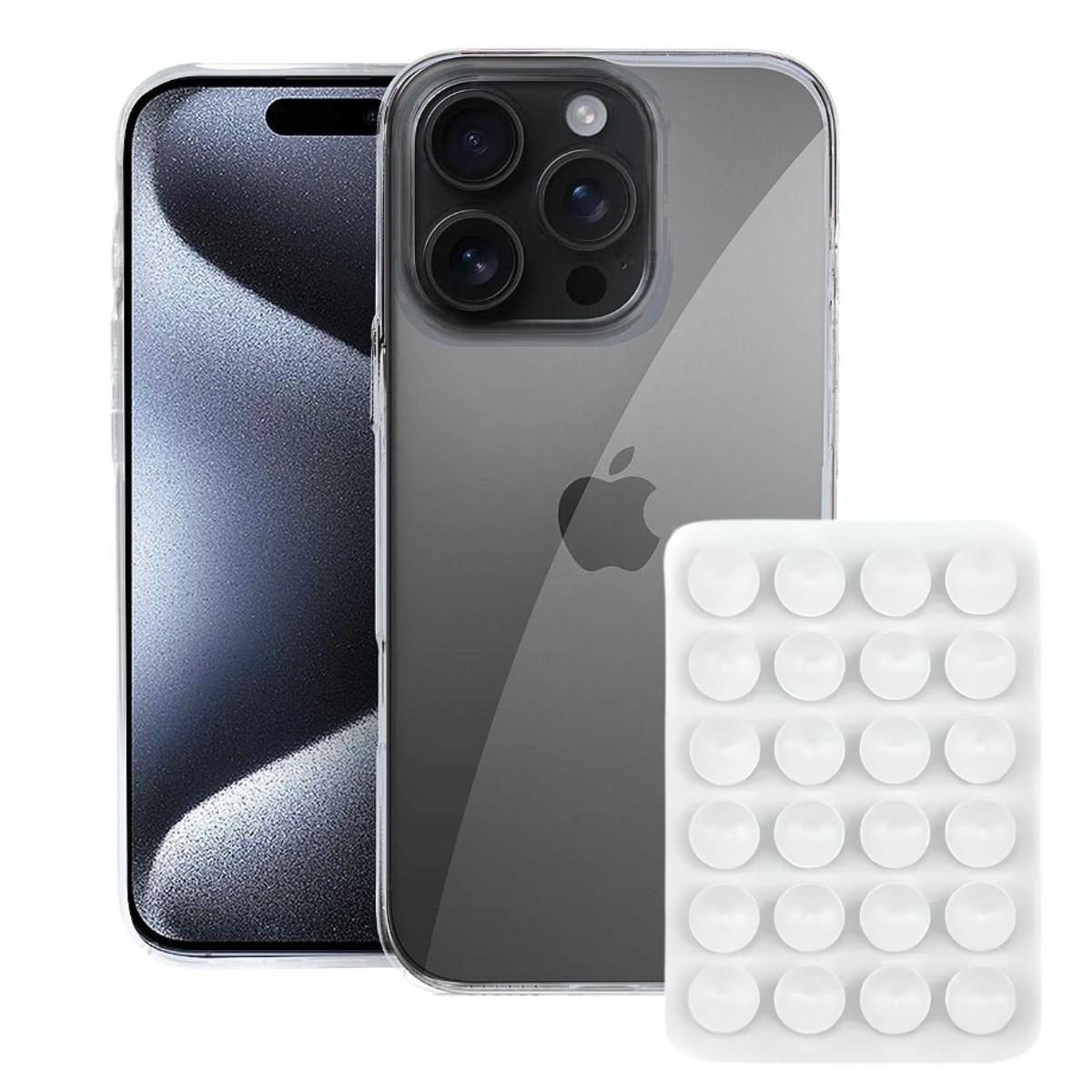 Kit Capa Crystal Slim para iPhone 15 Pro Max +  Ventosa - Branca - Gshield
