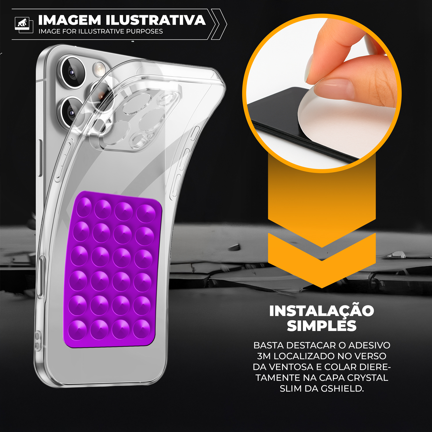 Kit capa Crystal Slim + Ventosa - Roxo - Gshield