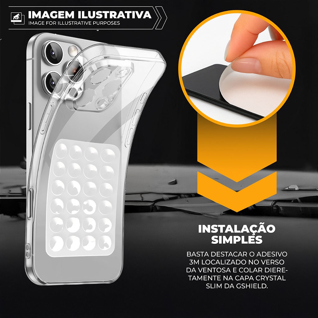 Kit Capa Crystal Slim para iPhone 13 Pro +  Ventosa - Branca - Gshield