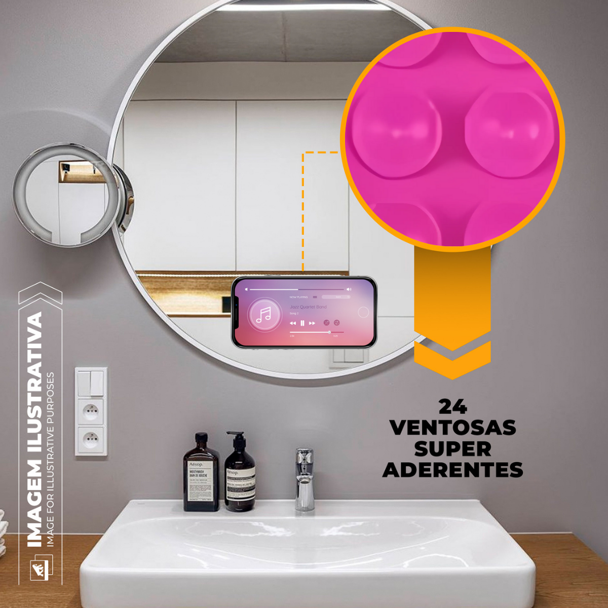 Kit Capa Crystal Slim para iPhone 14 Pro +  Ventosa - Rosa - Gshield