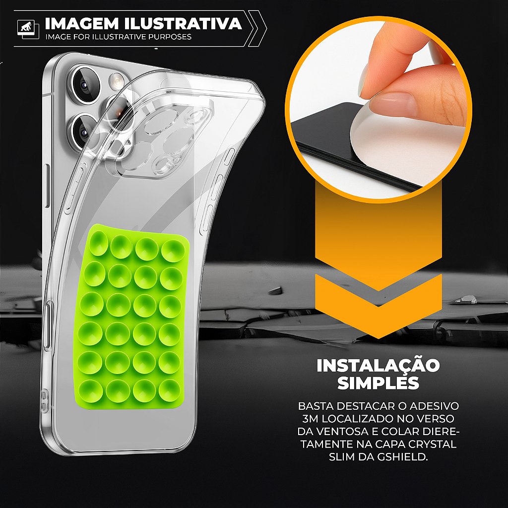 Kit Capa Crystal Slim para iPhone 13 Pro Max +  Ventosa - Verde - Gshield