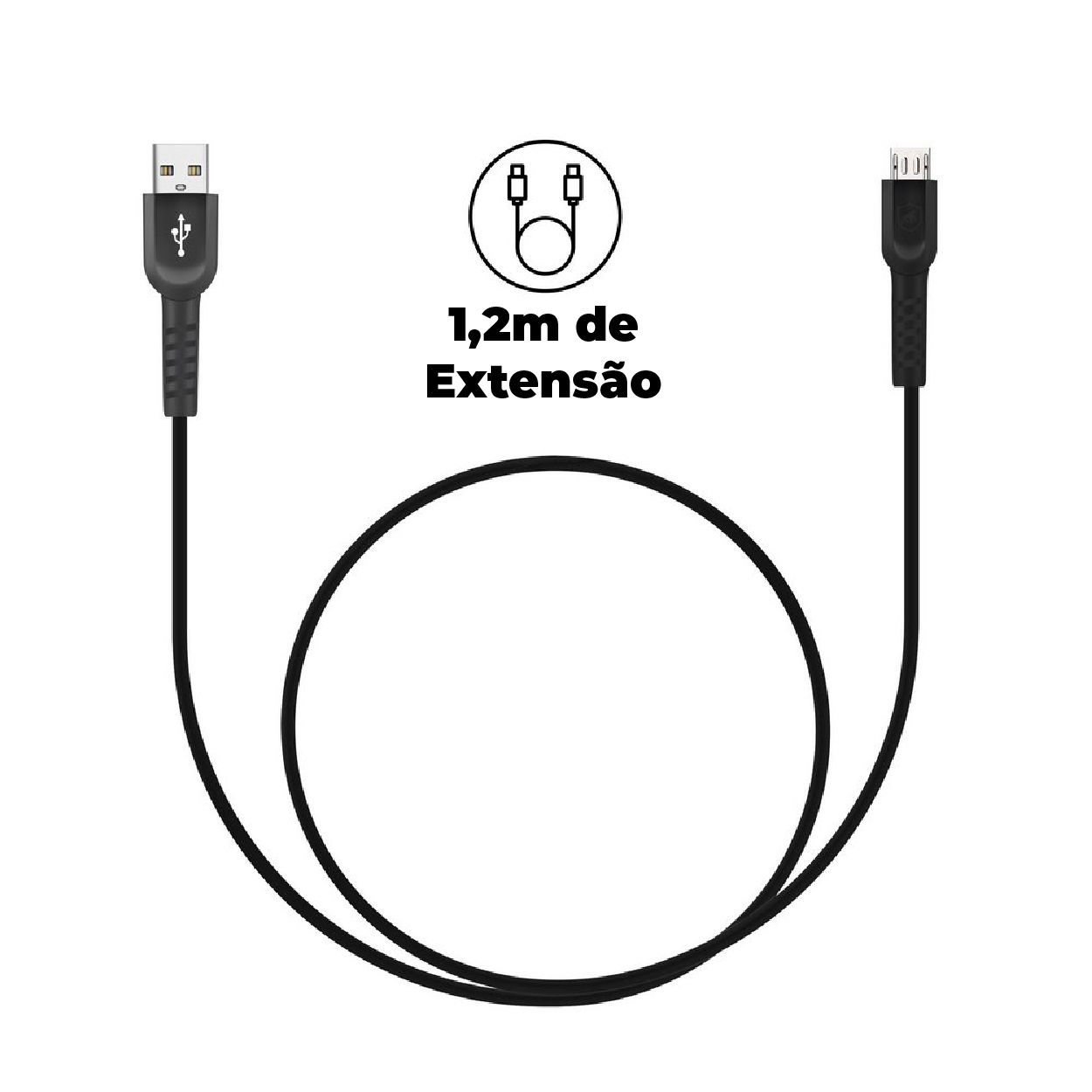Cabo Dual Shock Micro USB V8 - Preto - 1,2m - GShield - foto 2