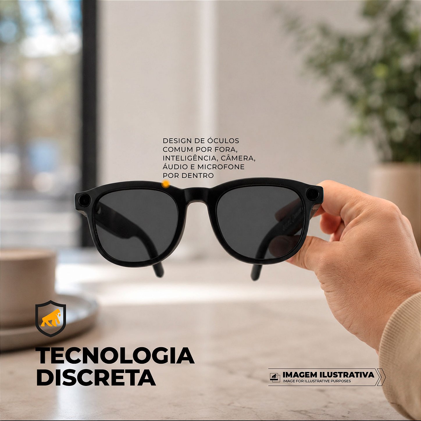 Óculos Inteligentes Vision Armor 32GB com IA, Câmera 8MP, Tradução Simultânea, Áudio Open-Ear e Bluetooth 5.4 - Preto - Gshield - foto 11