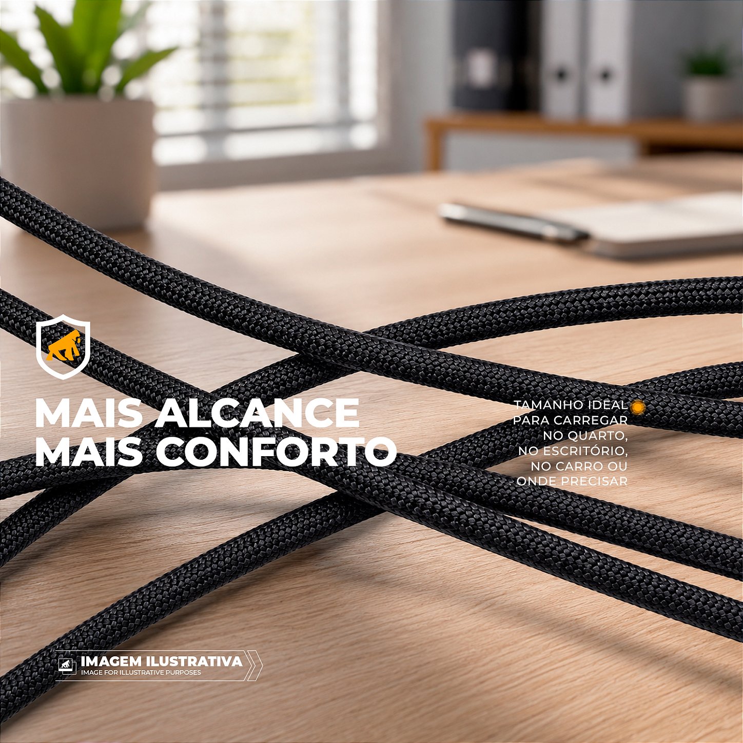 Cabo Multifuncional 3 em 1 Tipo C/ Tipo C 1.2 metros Carregamento até 240W com Lanterna LED e Acendedor Elétrico - Hydra - Gshield - foto 6