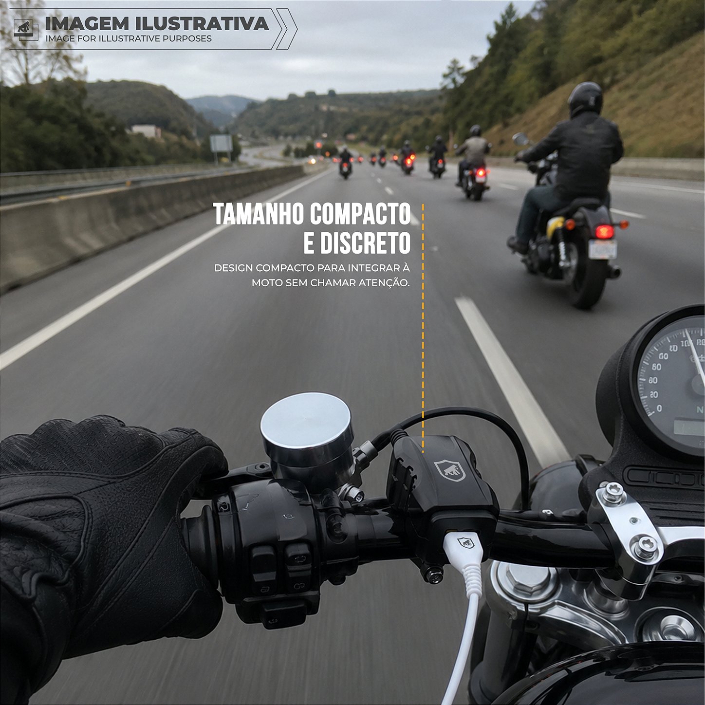 Carregador de Celular Universal para Moto USB-A + USB-C, Carregamento Rápido 15W e Fixação 3 em 1 - Preto - Gshield - foto 3