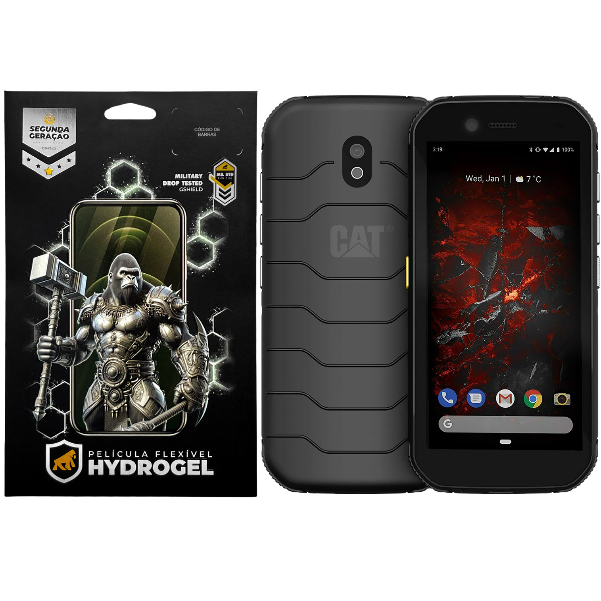 Kit Película Frontal + Traseira para Cat Caterpillar S42 - Proteção Completa - Gshield