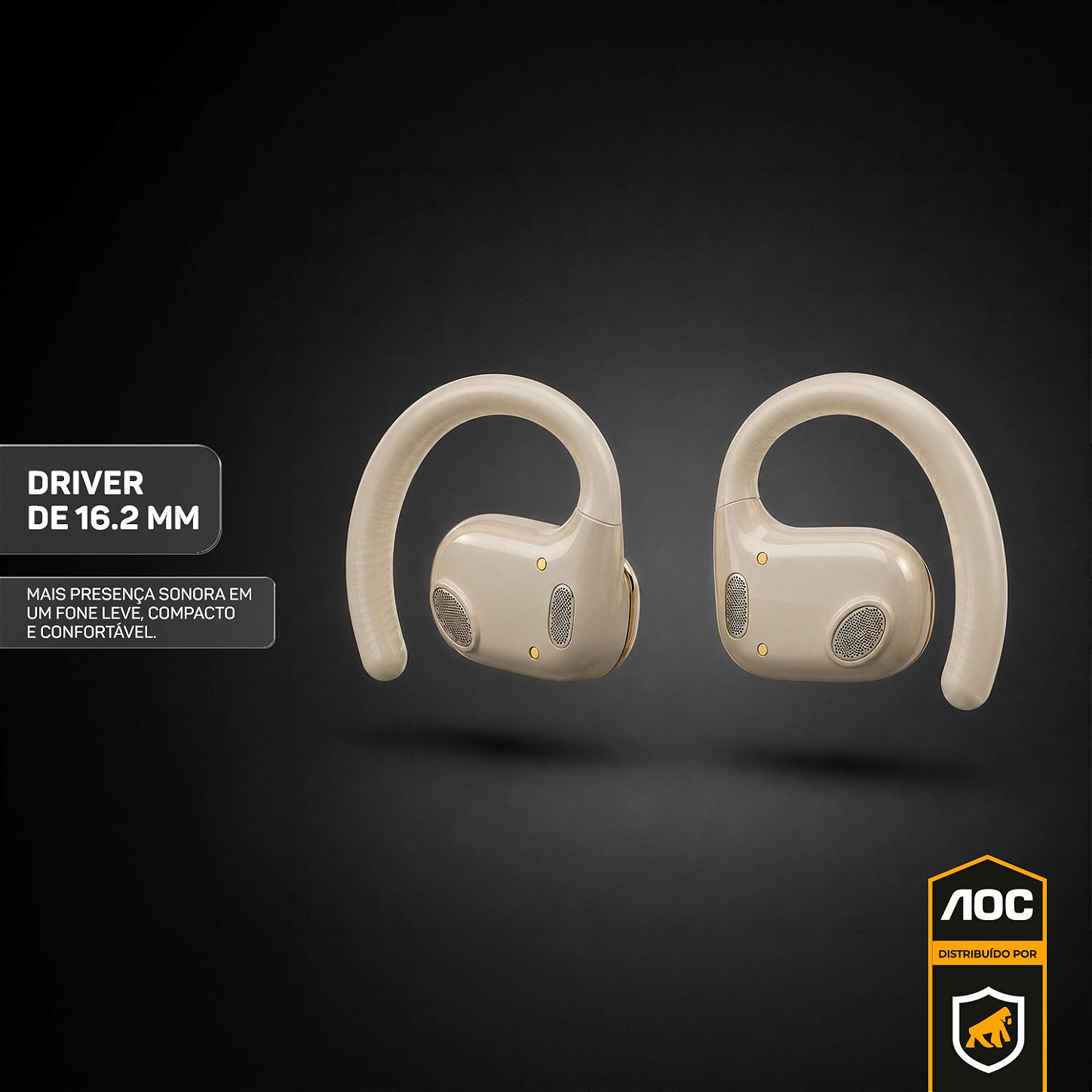 Fone Auricular Open-Ear Clip Earbuds Bluetooth 5.4 Sem fio com Alcance até 10 metros + Case Compacta com Alça - Branco - AOC - foto 4