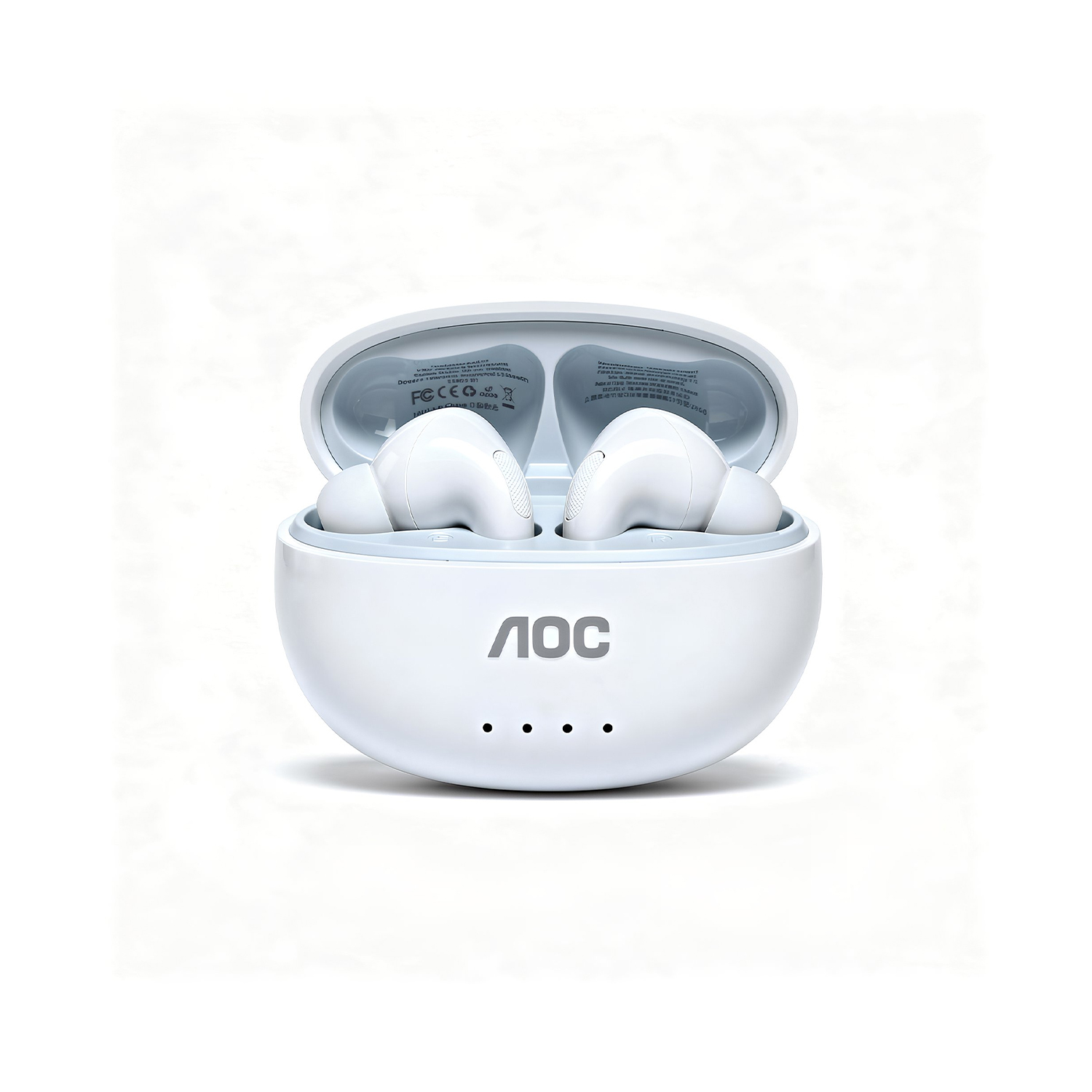 Fone de Ouvido Bluetooth 6.0 Branco Sem Fio - Baixa Latência, Estojo com Bateria e Controle Touch - AOC
